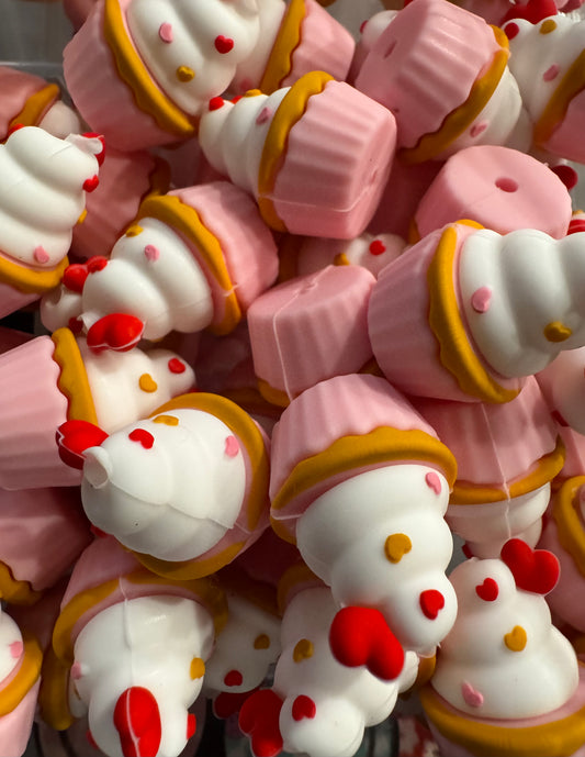 3D Cute Cupcake Silicone Bead- 2Pc Pack