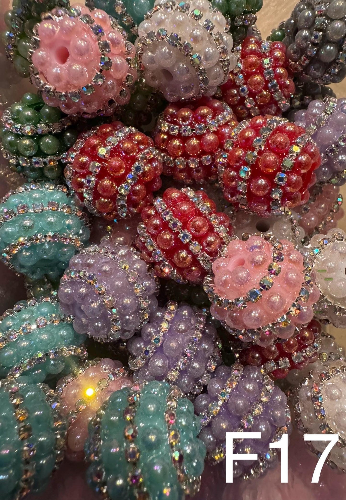 Handmade Fancy Rhinestone Acrylic Beads for Pens & Keychains - Assorted Styles 3pc Random Mix