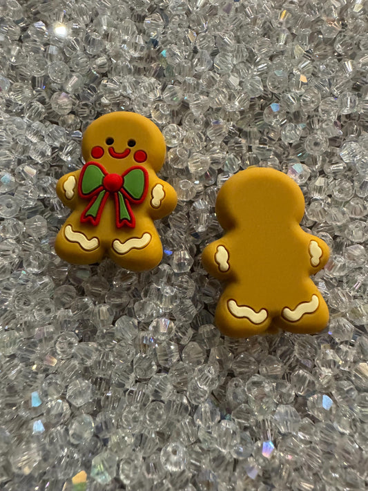 3D Christmas Gingerbread Collection House and Gingerbread Man Silicone Beads- For DIY pens, Keychains and beadable items- 2PK