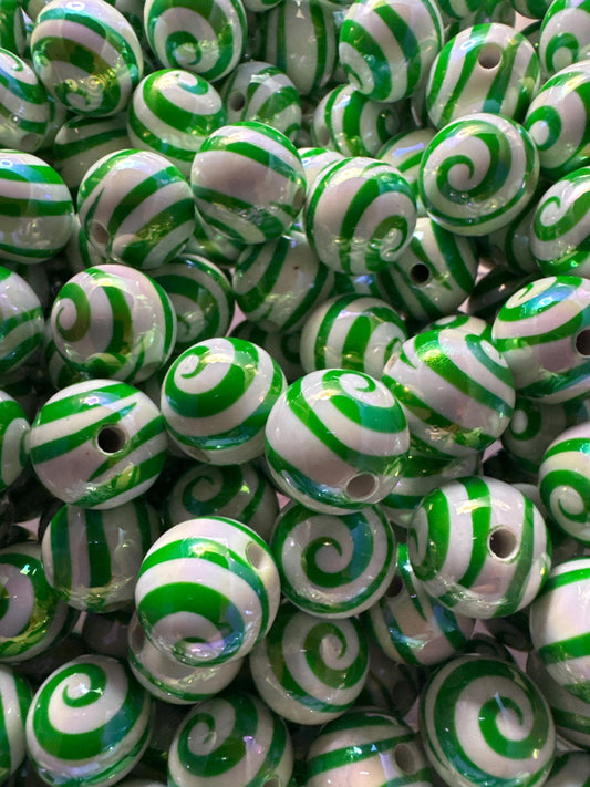 16MM UV Christmas Swirls Acrylic Beads-For pens and beadable items- 15beads pack
