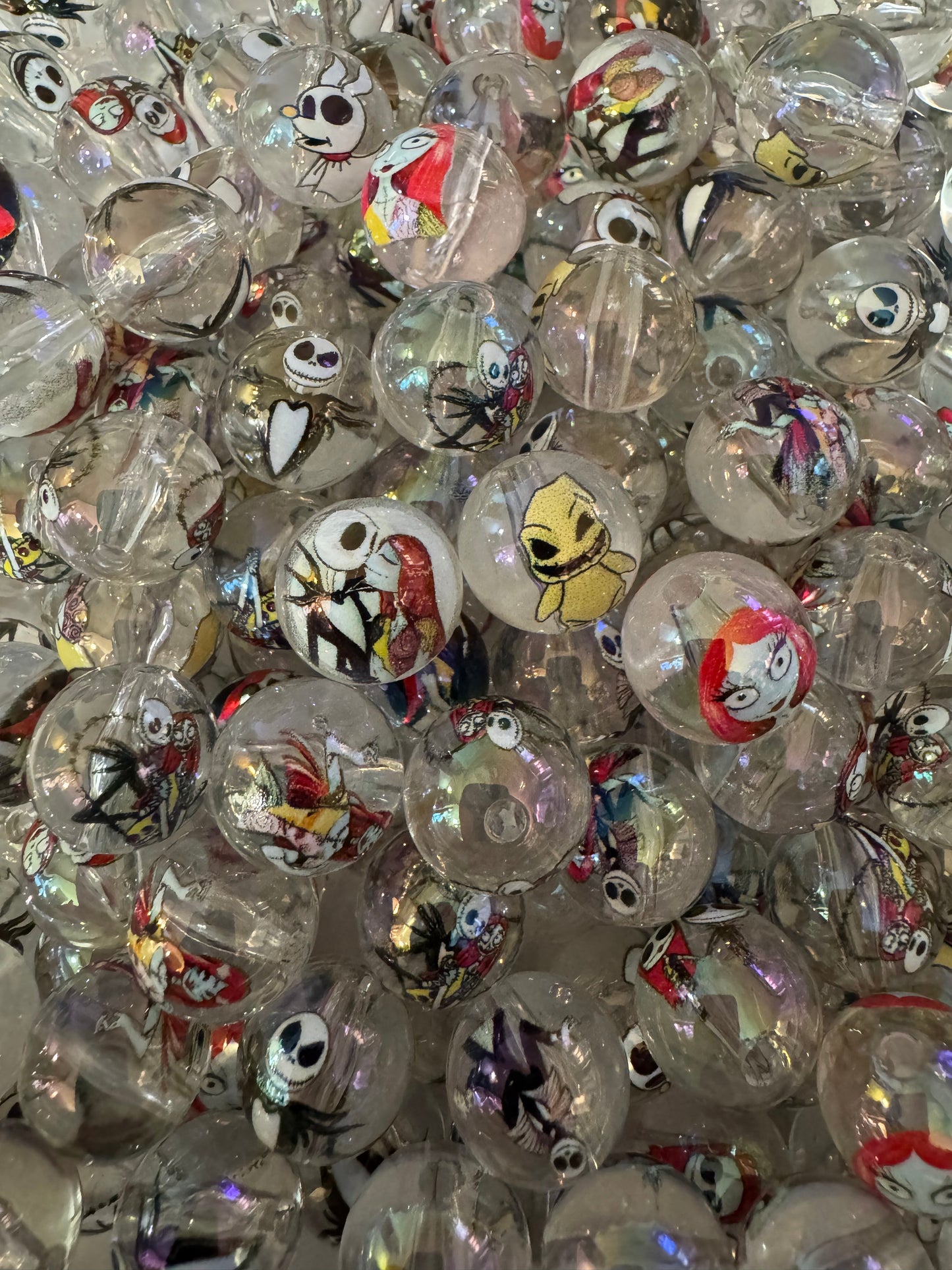 Halloween 16MM Beads, Clear Printed NBC Beads 20pc Pack