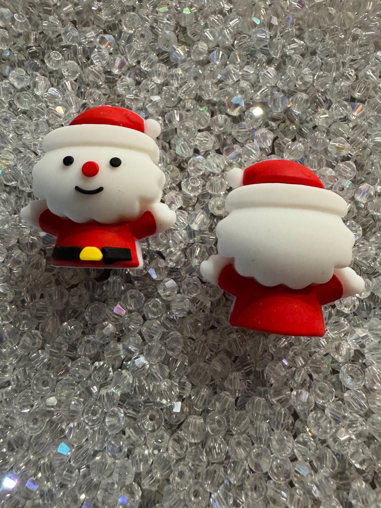 3D Christmas Santa Silicone Beads- For pens, Keychains and beadable items- 2PK