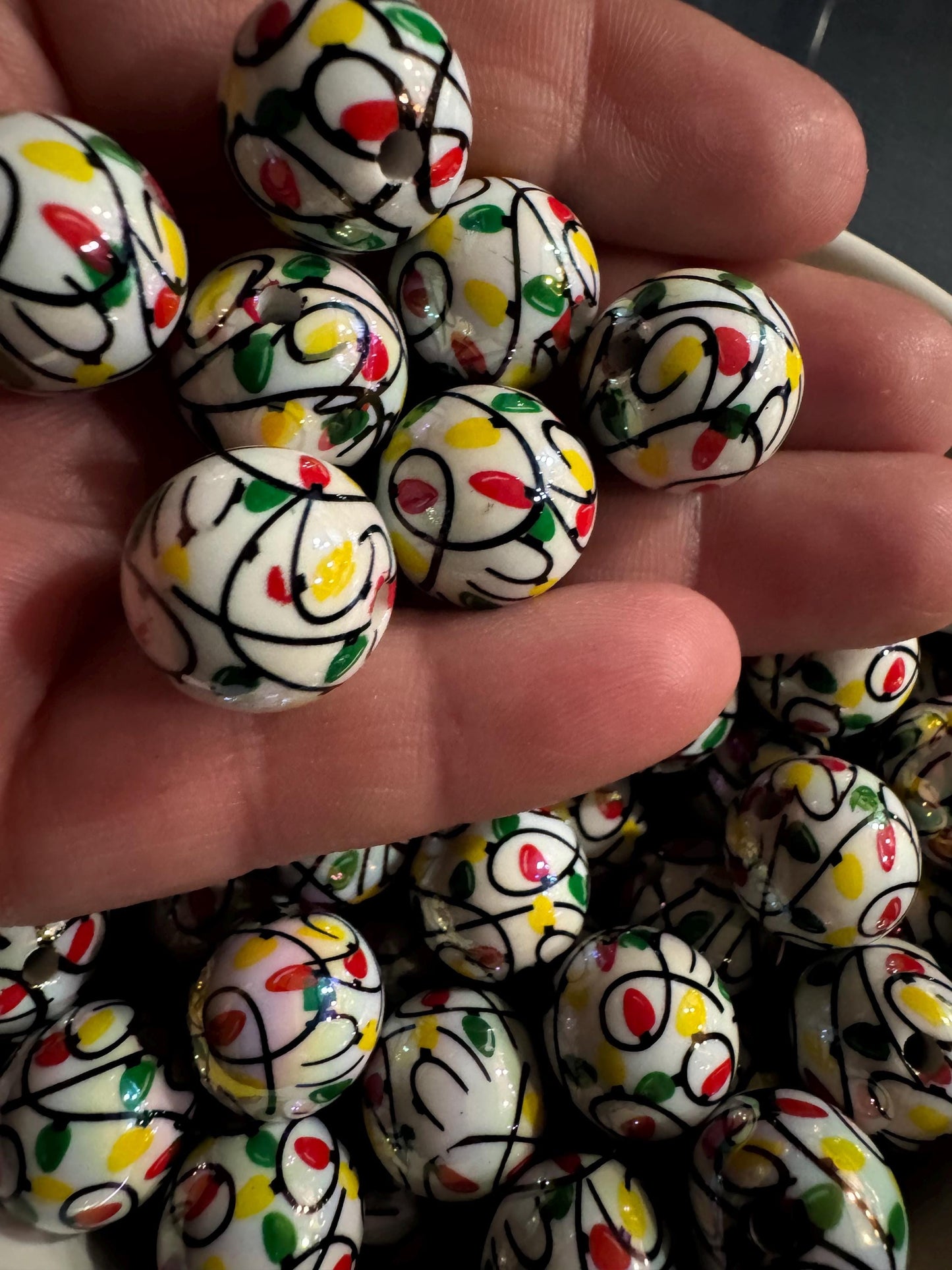 16MM Christmas lights Acrylic Beads-For pens and beadable items- 15beads pack