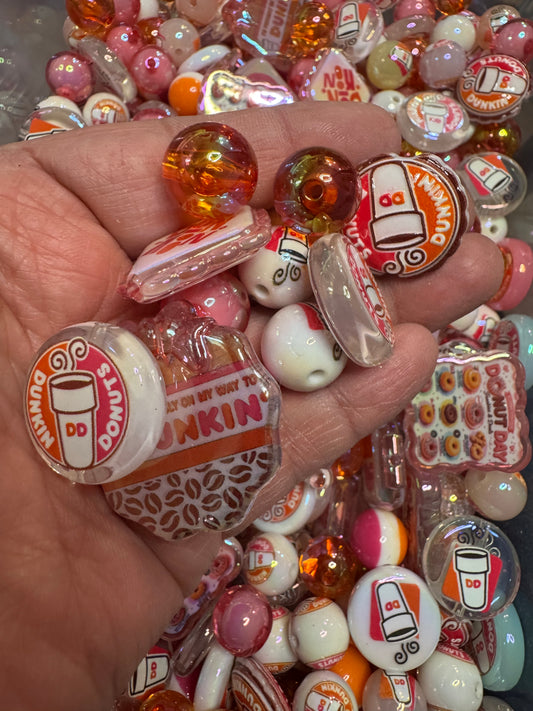 0.Coffee Custom Bead Mix, Dunkin , DIY for Chunky Keychains, Phone and Bag chains!