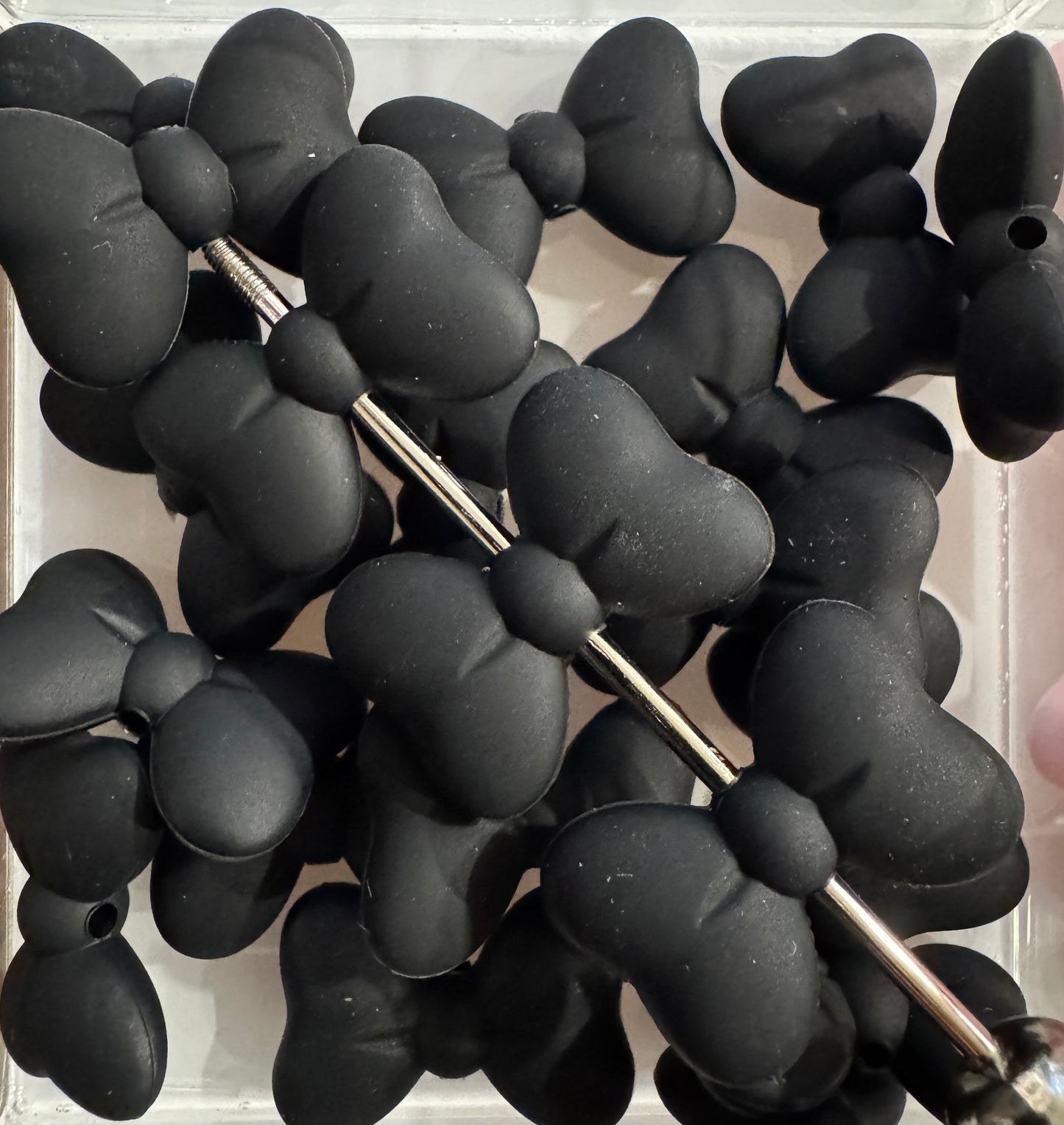 3D Silicone Bow Bead- 2Pc Pack