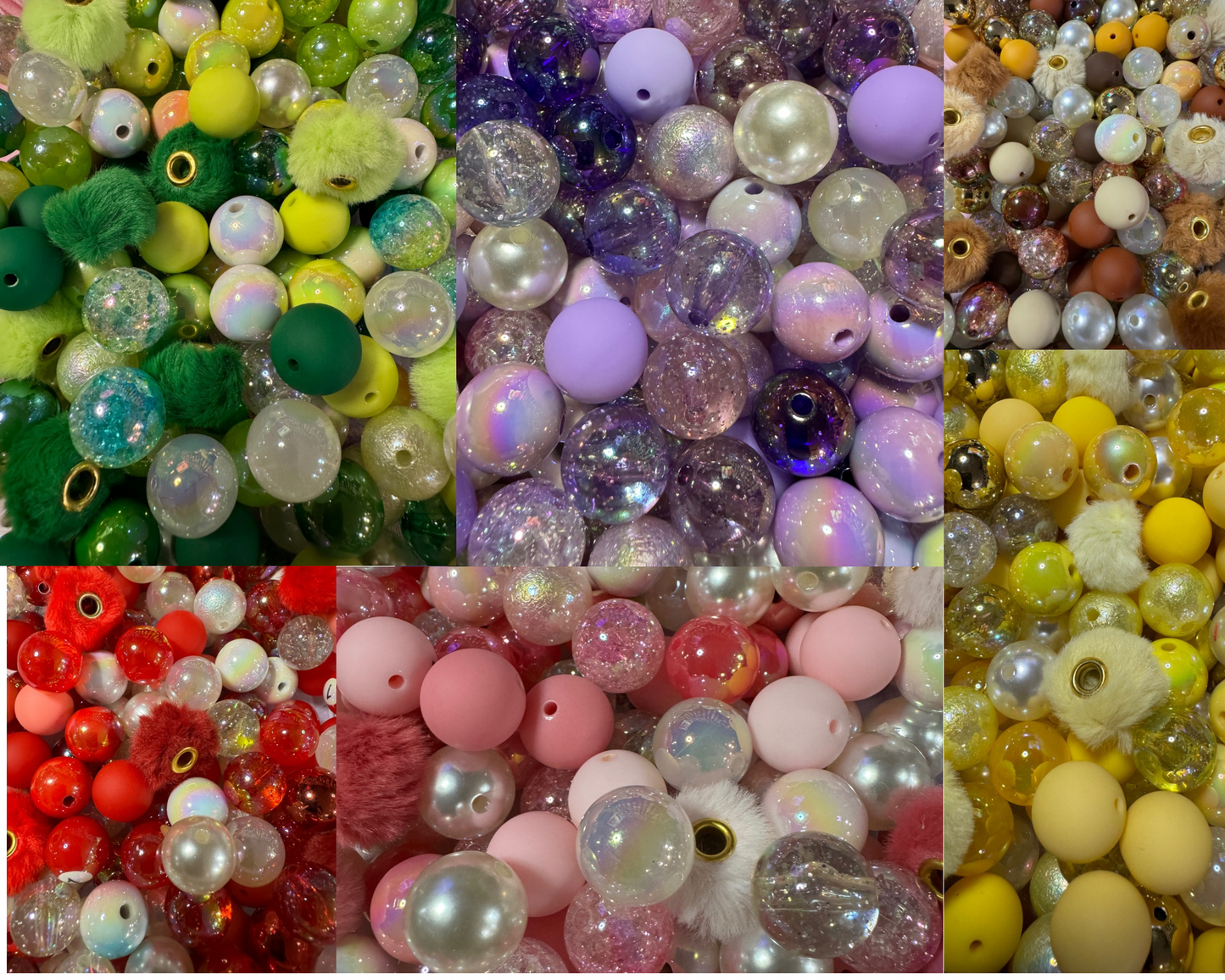 16MM Acrylic Color Bead Mixes- 15ct Bead Pack