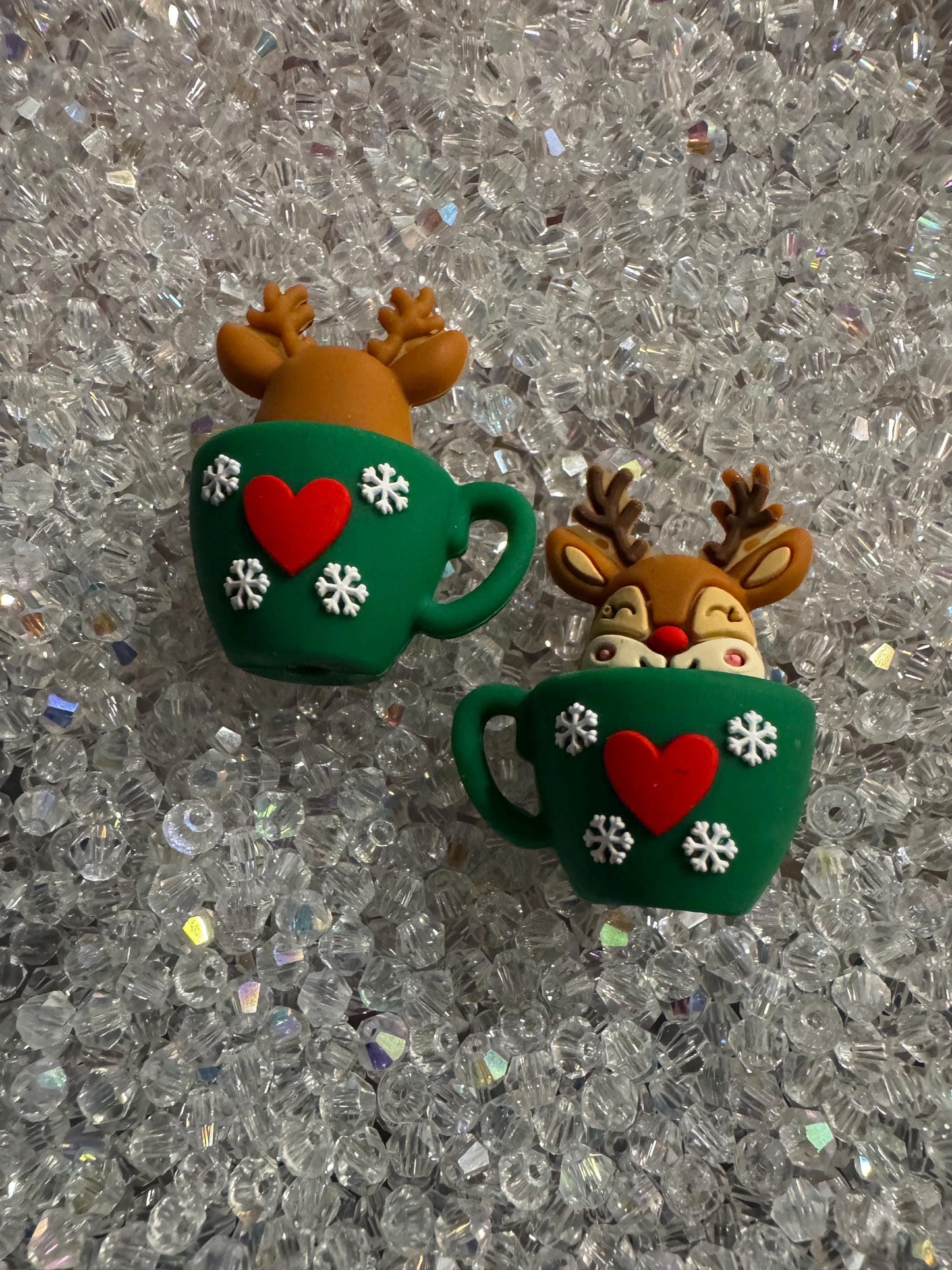 3D Christmas Mug Silicone Bead- 2Pc pack