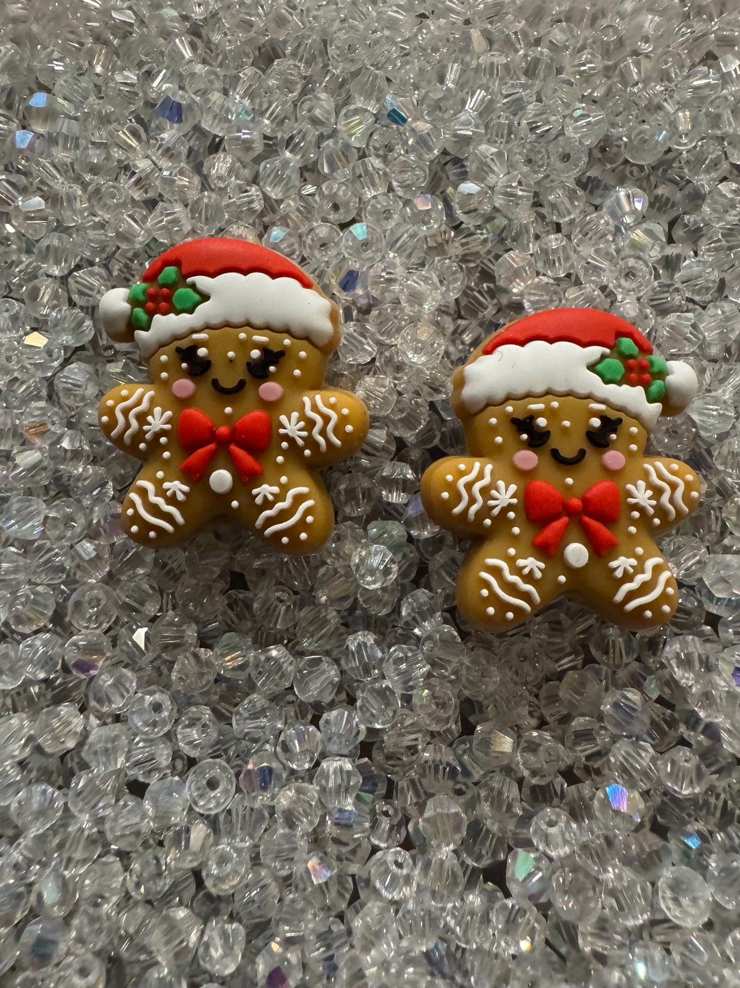 3D Christmas Gingerbread Collection House and Gingerbread Man Silicone Beads- For DIY pens, Keychains and beadable items- 2PK