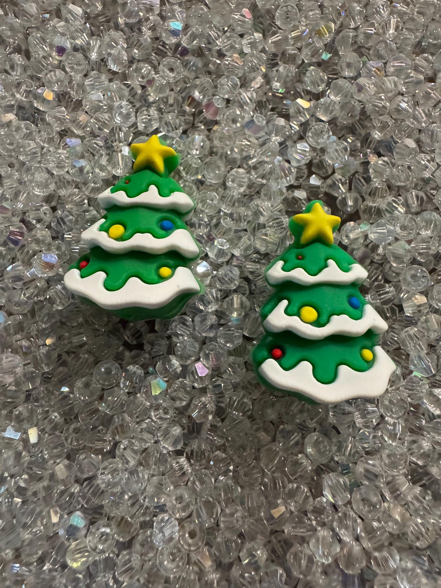 3D Christmas Tree Silicone Focal Beads: DIY Pens and Keychains - 2 Pack