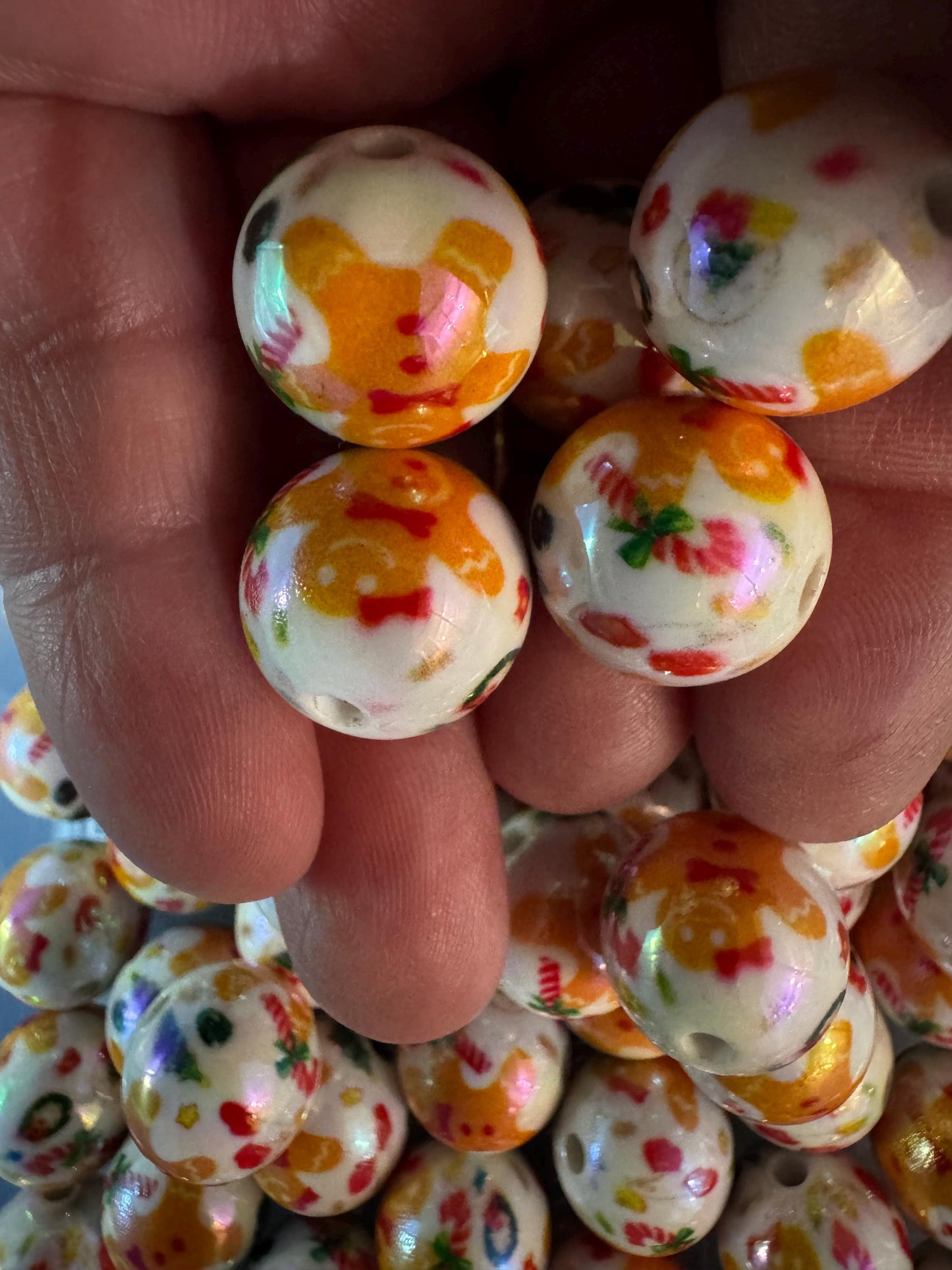 16MM Christmas Gingerbread Acrylic Beads-For pens and beadable items- 15beads pack