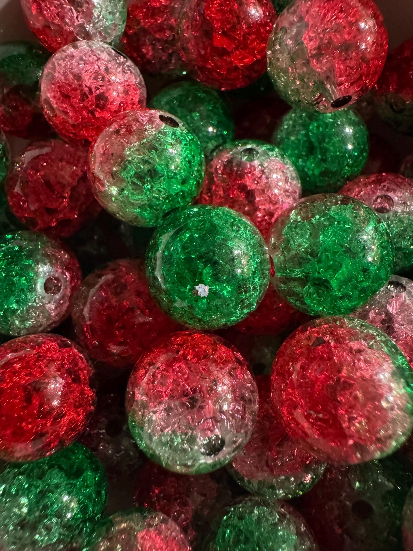 16MM Christmas Acrylic Crackle  Beads-For pens and beadable items- 15beads pack