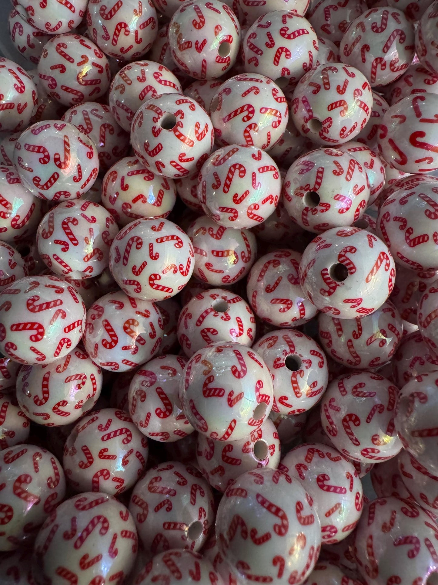 16MM Christmas Candy Cane Acrylic Beads-For pens and beadable items- 15beads pack