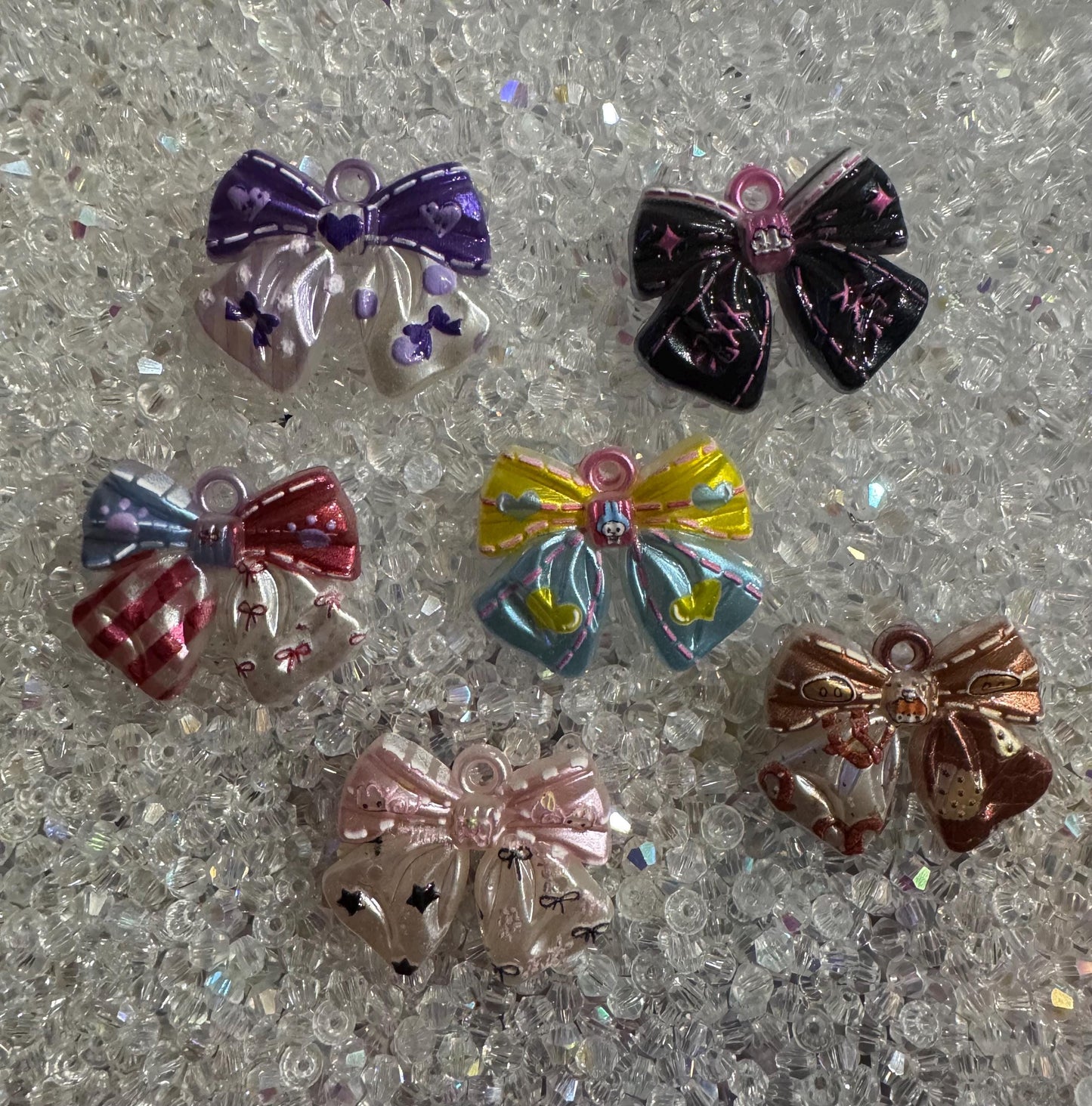 Cute Small Bow Pendants - For chunky keychains, phone charm keychains and more! 10pc Random Mix