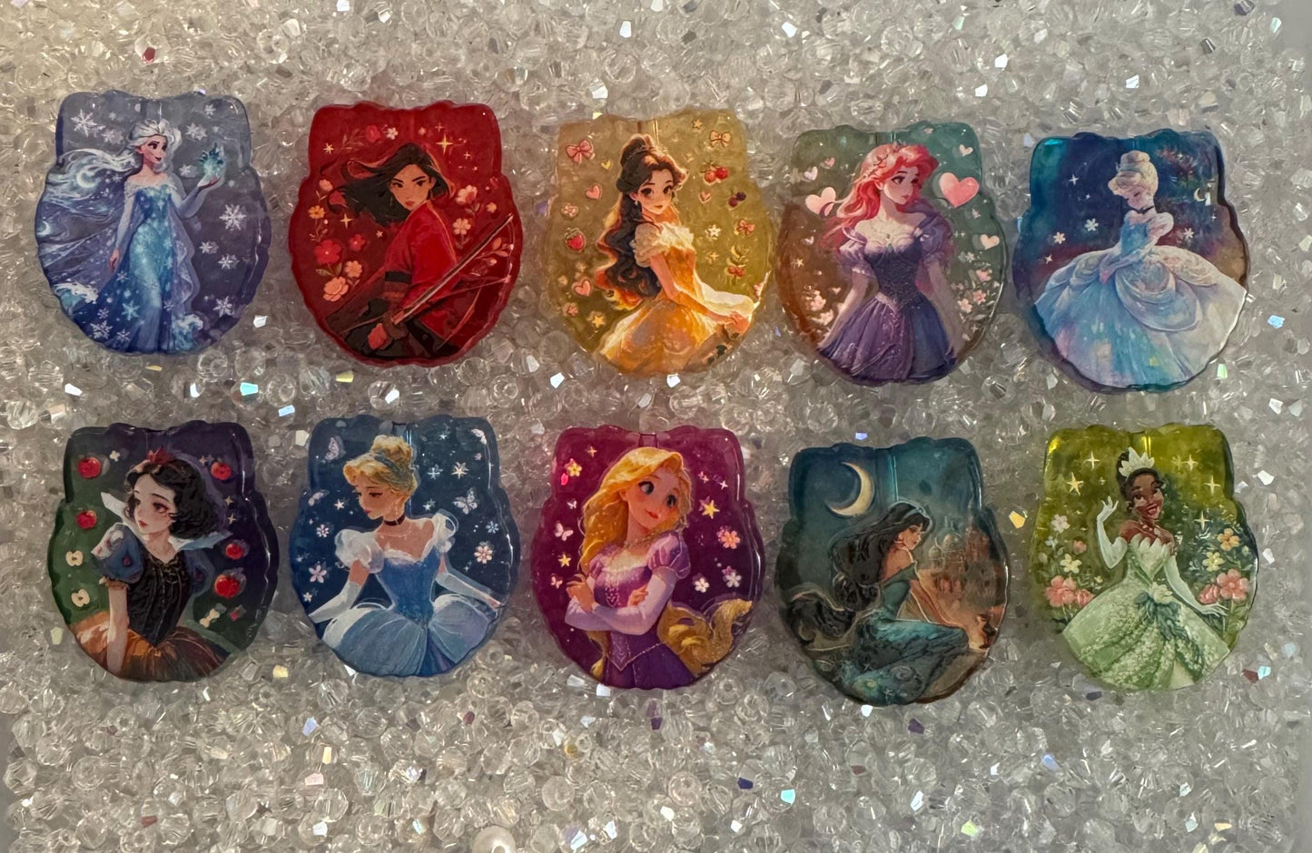 Princess Theme Focal Bead-For pens and beadable items| Flat Double sided Bead | 8pcs Random Mix Pack