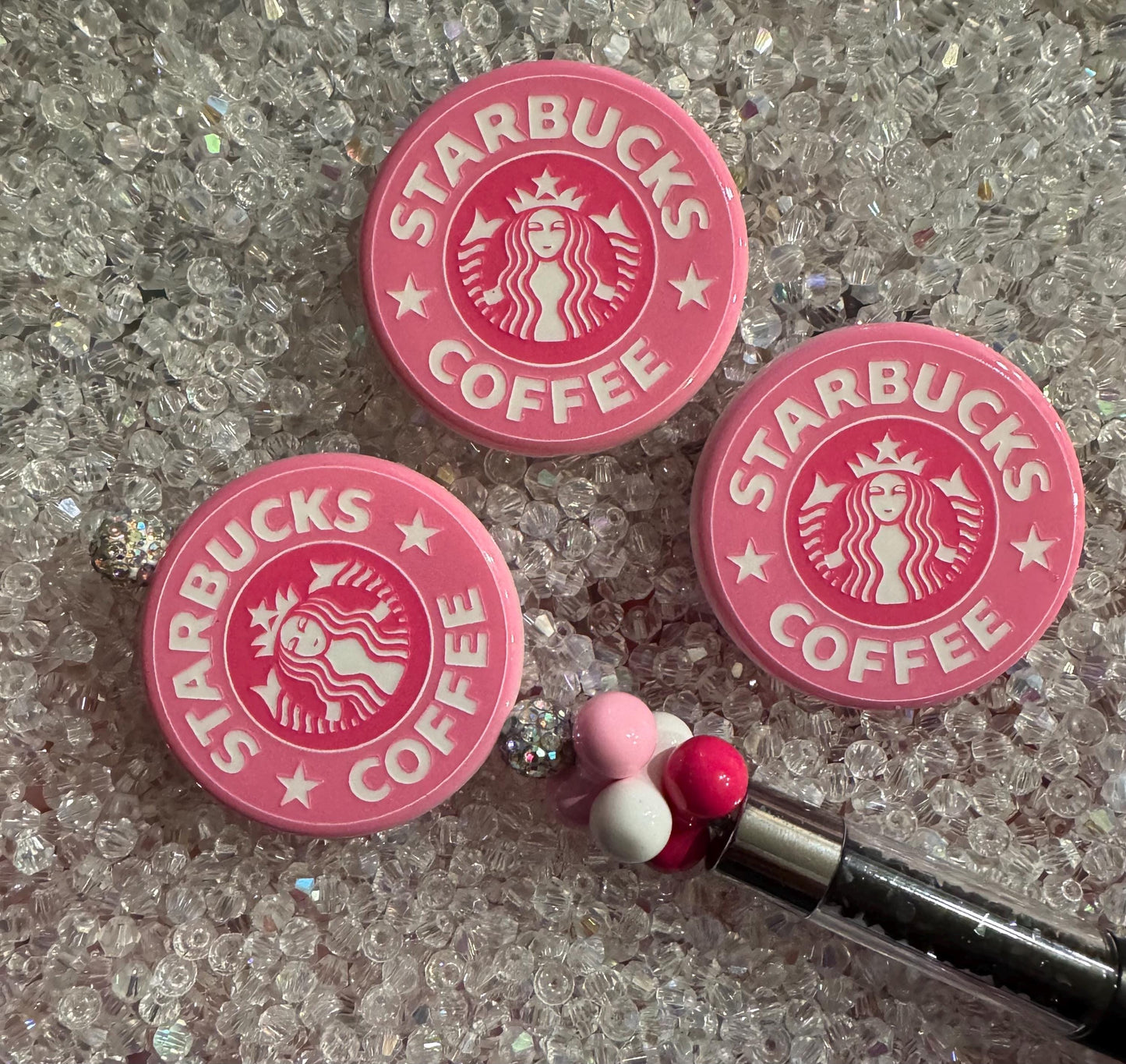 Cute Starbies Coffee Acrylic Beads- For Beaded pens, chunky keychains, phone charm keychains and more! -2pc pack