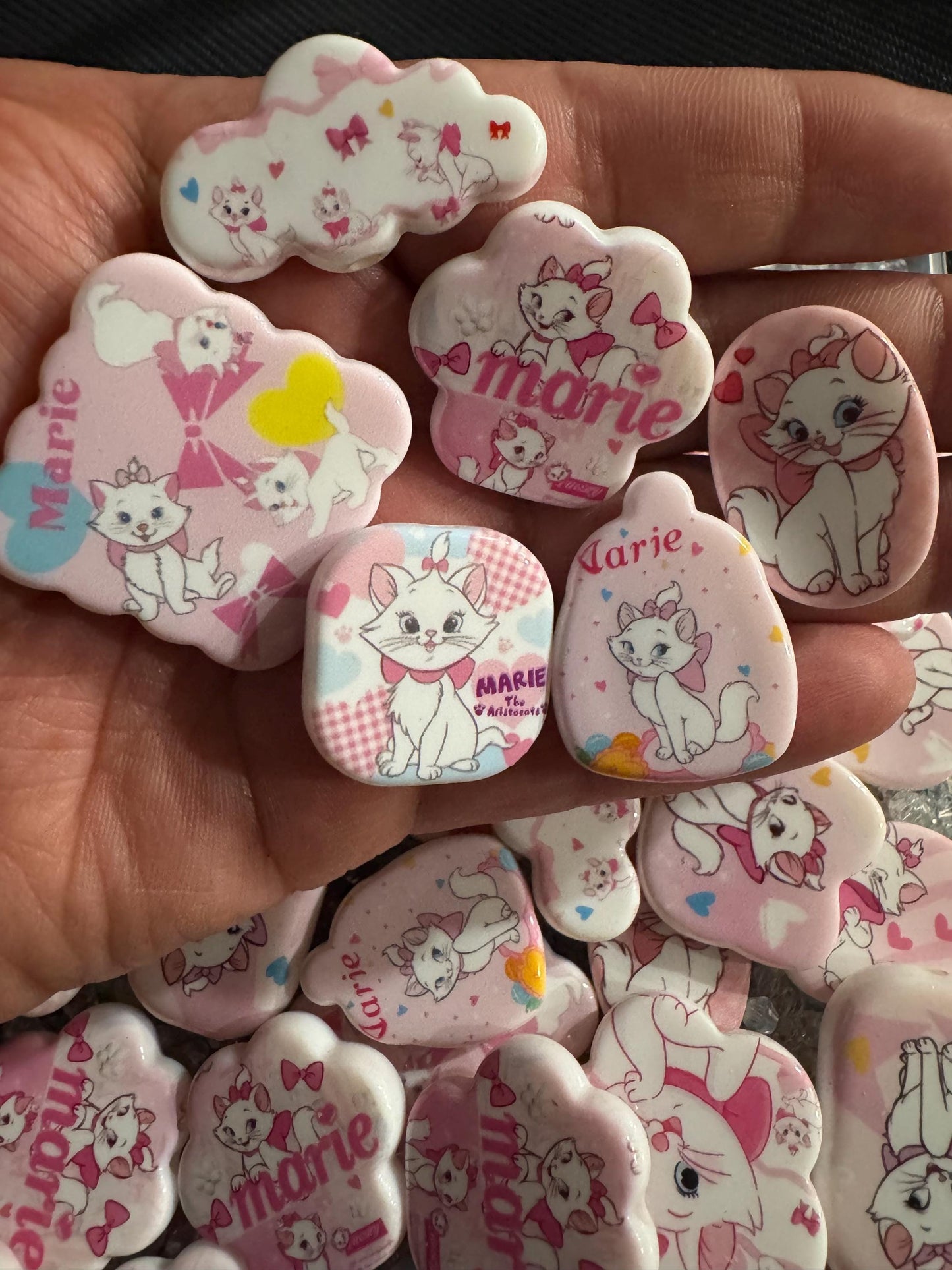 Acrylic Flat shaped Cat Beads -10pc Random Pack