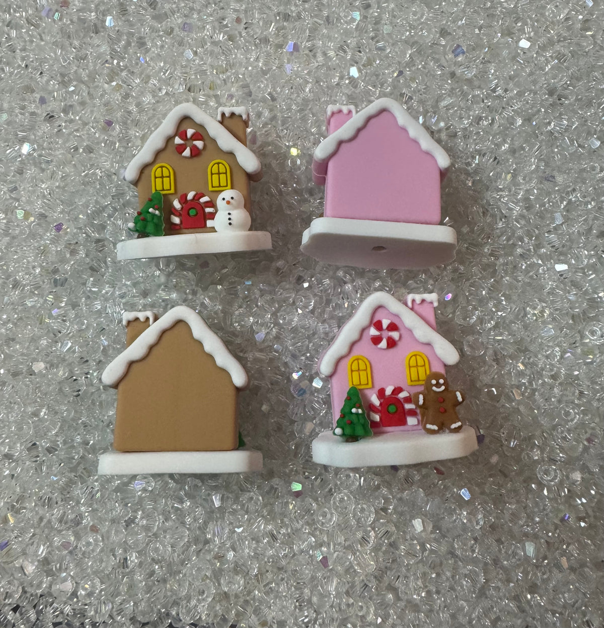 3D Christmas Gingerbread House Silicone Beads- For DIY pens, Keychains and beadable items- 2PK