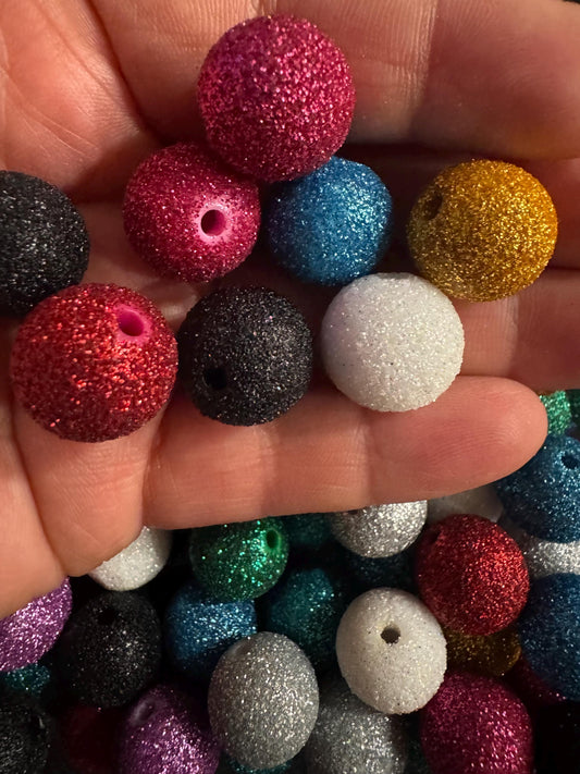 16MM Christmas Glitter Beads-For pens and beadable items- Mix 15beads Random color pack