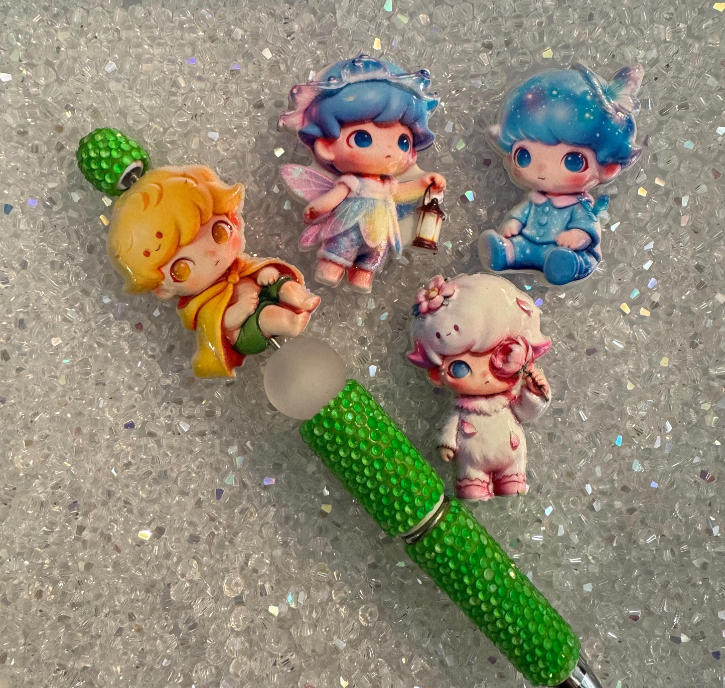 Acrylic double convex shape Focal beads by Themes | Strawberry, Poke, Kuku, Dimo, Toys plus more -DIY For pens -  Random Theme Mix - 3pcs