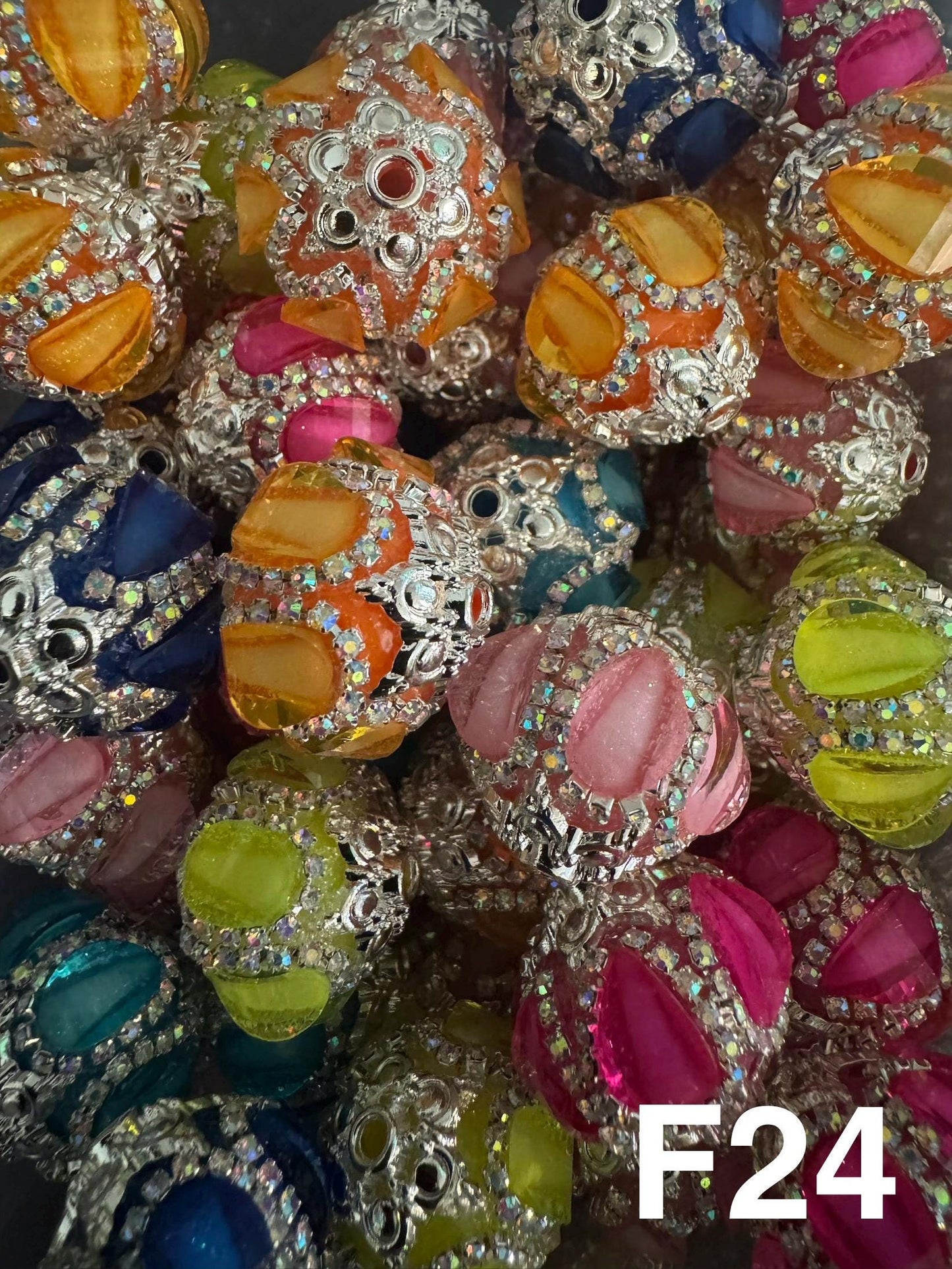 Handmade Fancy Rhinestone Acrylic Beads for Pens & Keychains - Assorted Styles 3pc Random Mix