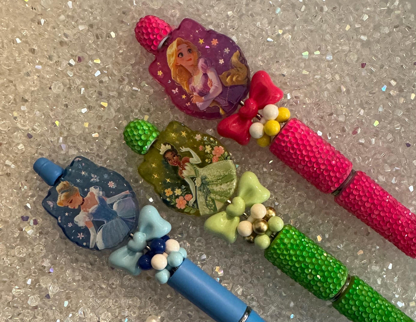 Princess Theme Focal Bead-For pens and beadable items| Flat Double sided Bead | 8pcs Random Mix Pack
