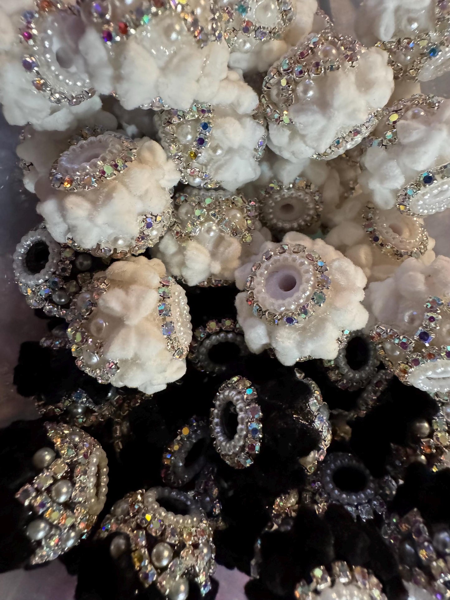 Handmade Fancy Rhinestone Acrylic Beads for Pens & Keychains - Assorted Styles 3pc Random Mix