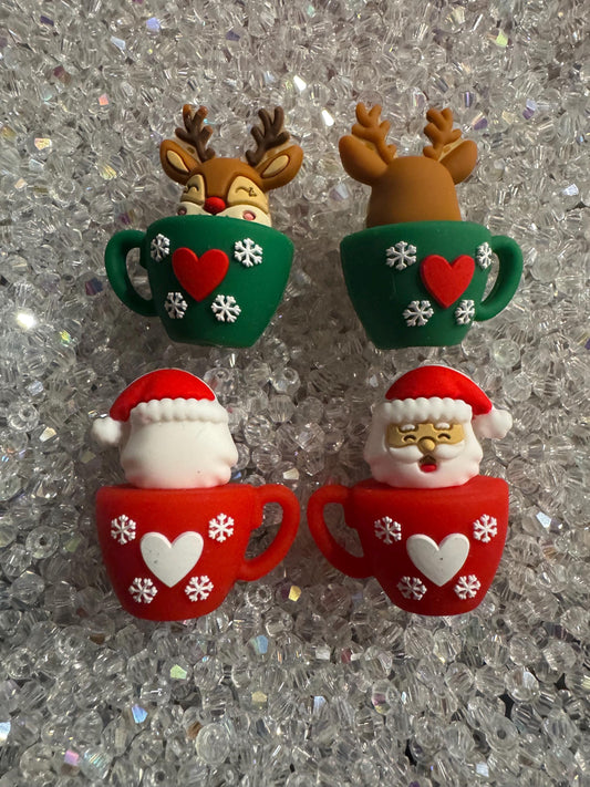 3D Christmas Mug Silicone Bead- 2Pc pack