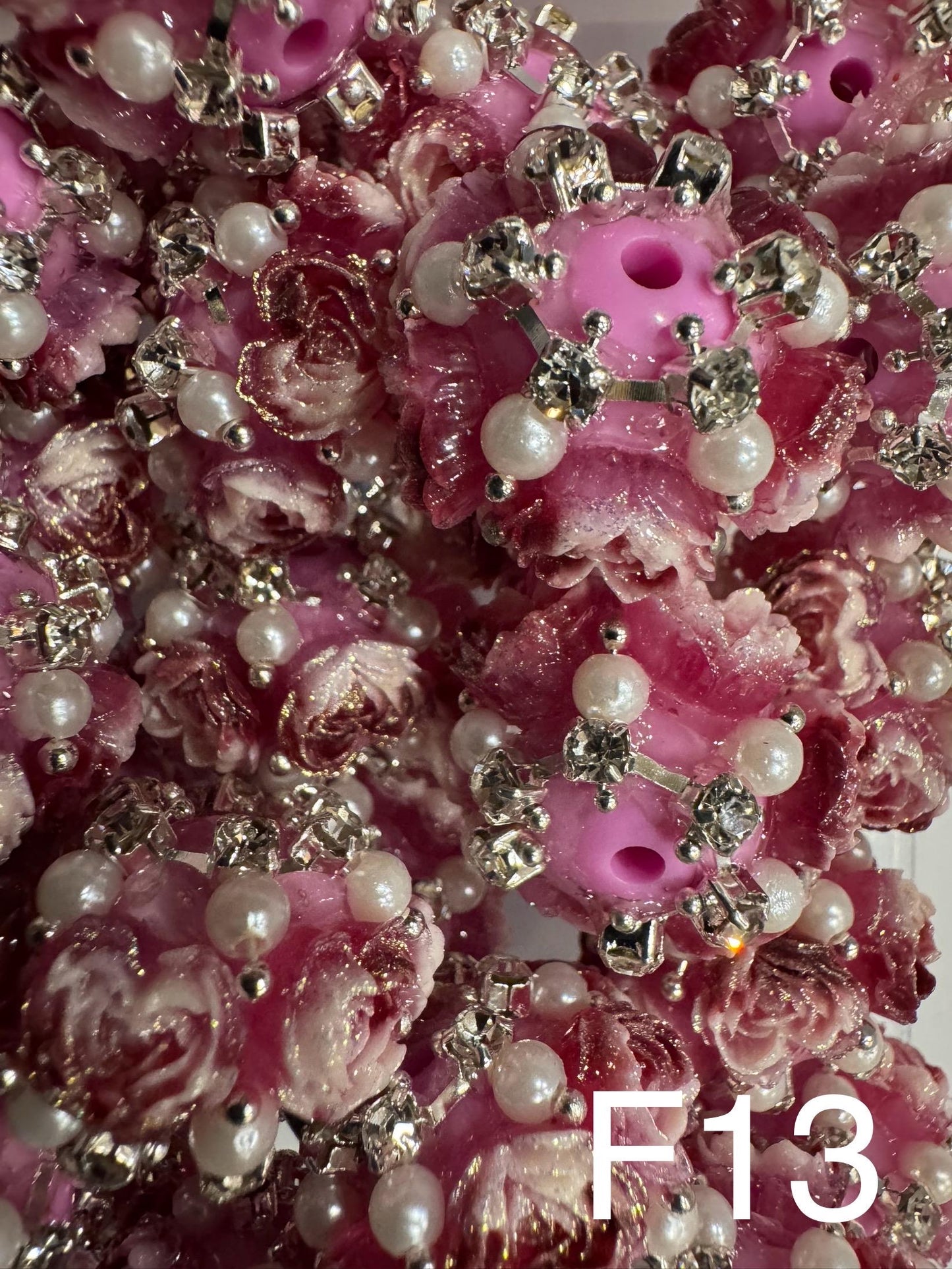 Handmade Fancy Rhinestone Acrylic Beads for Pens & Keychains - Assorted Styles 3pc Random Mix