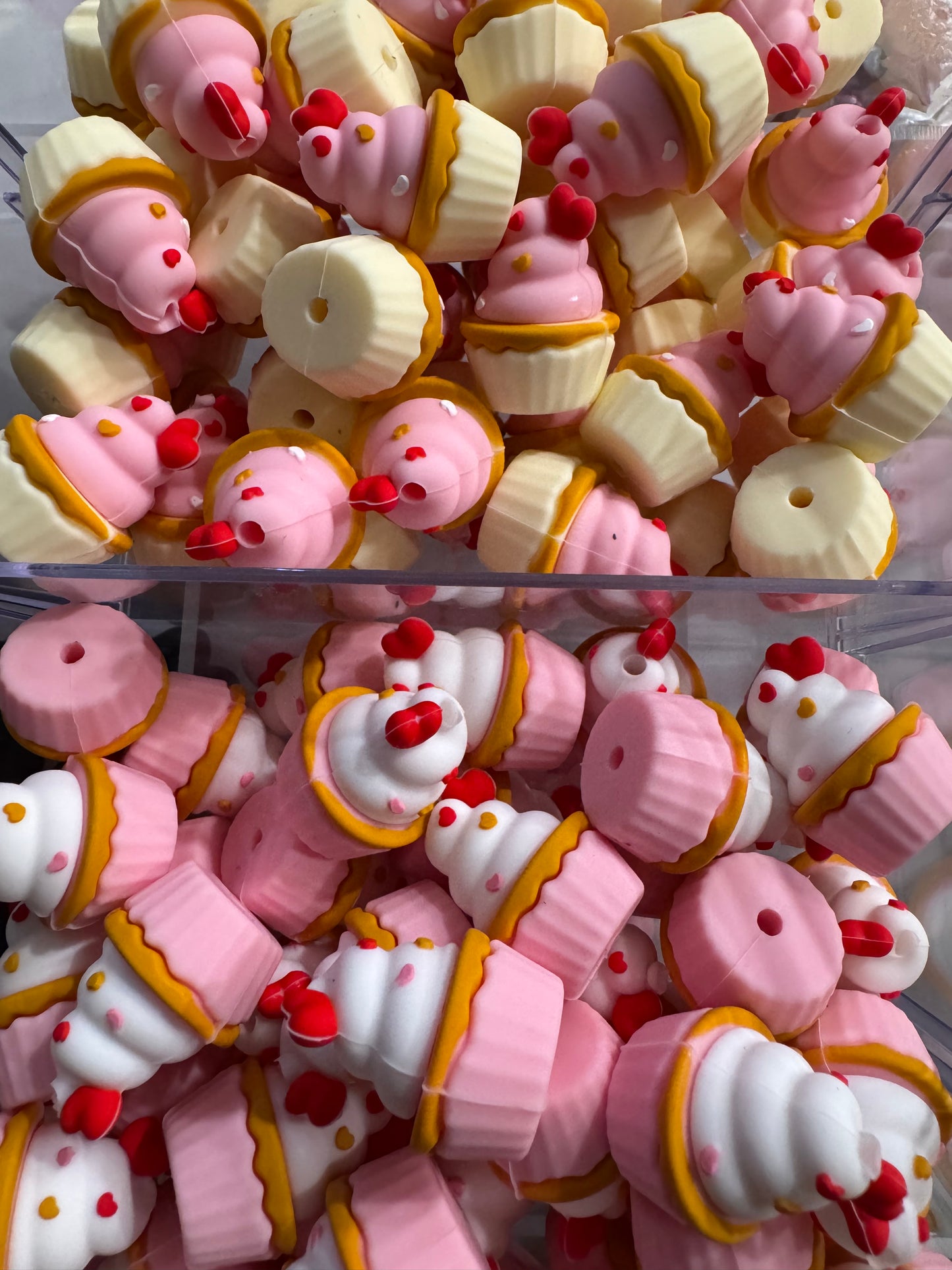 3D Cute Cupcake Silicone Bead- 2Pc Pack