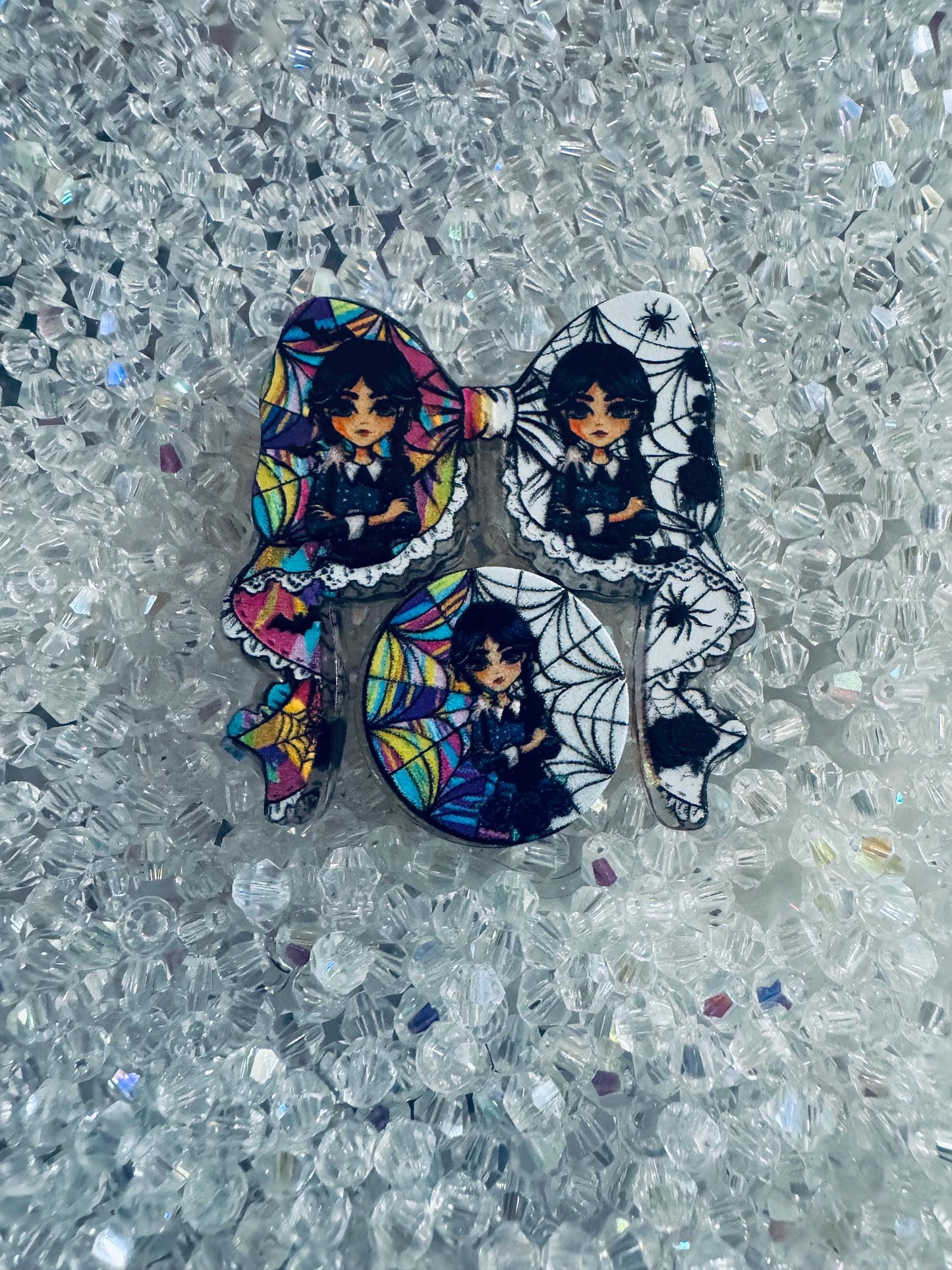 2Pc Theme Set Acrylic Bow plus character bead Focal-Fits DIY pens- Mexican Chavo bead| Strawberry| Poke
