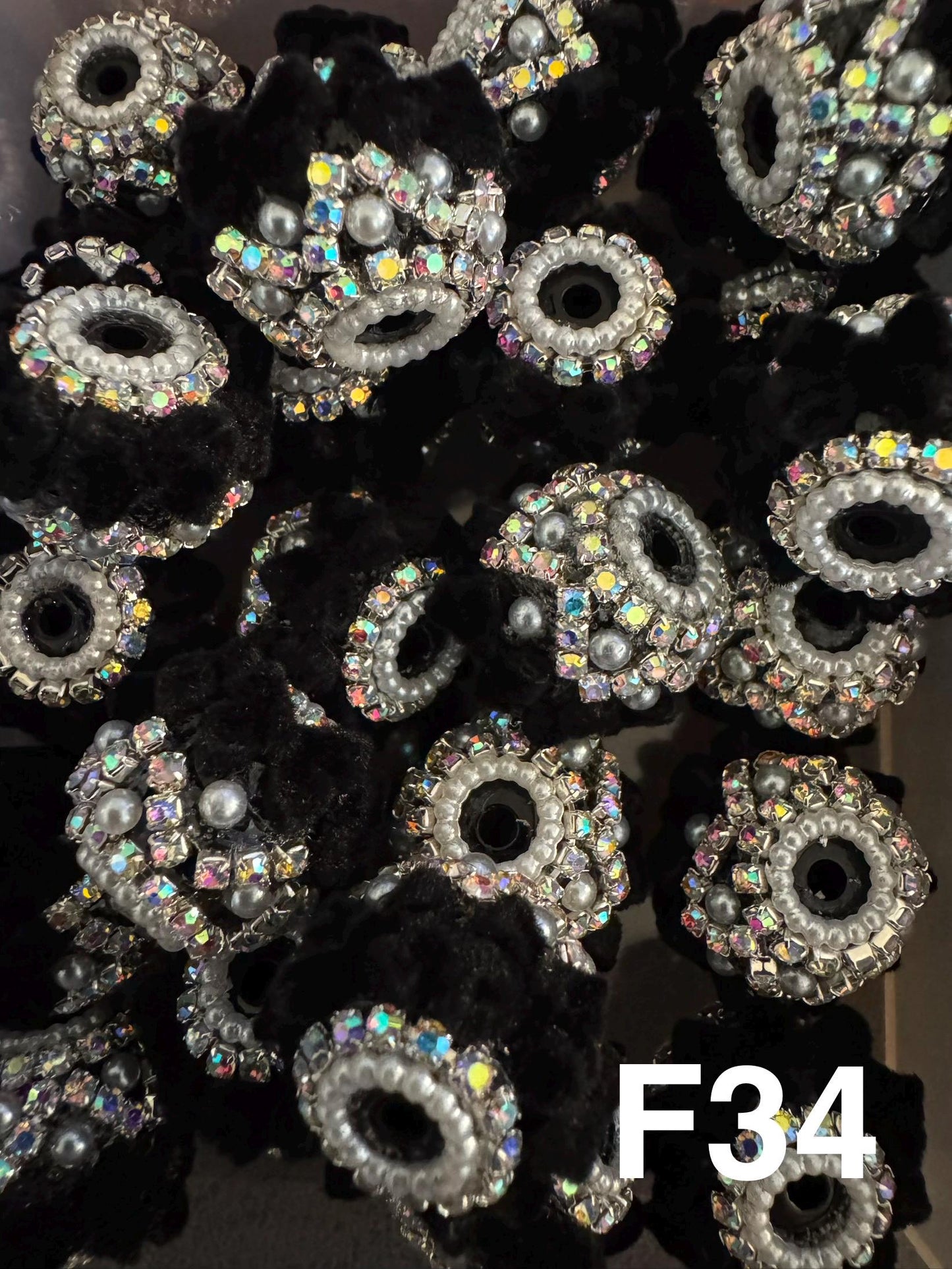 Handmade Fancy Rhinestone Acrylic Beads for Pens & Keychains - Assorted Styles 3pc Random Mix
