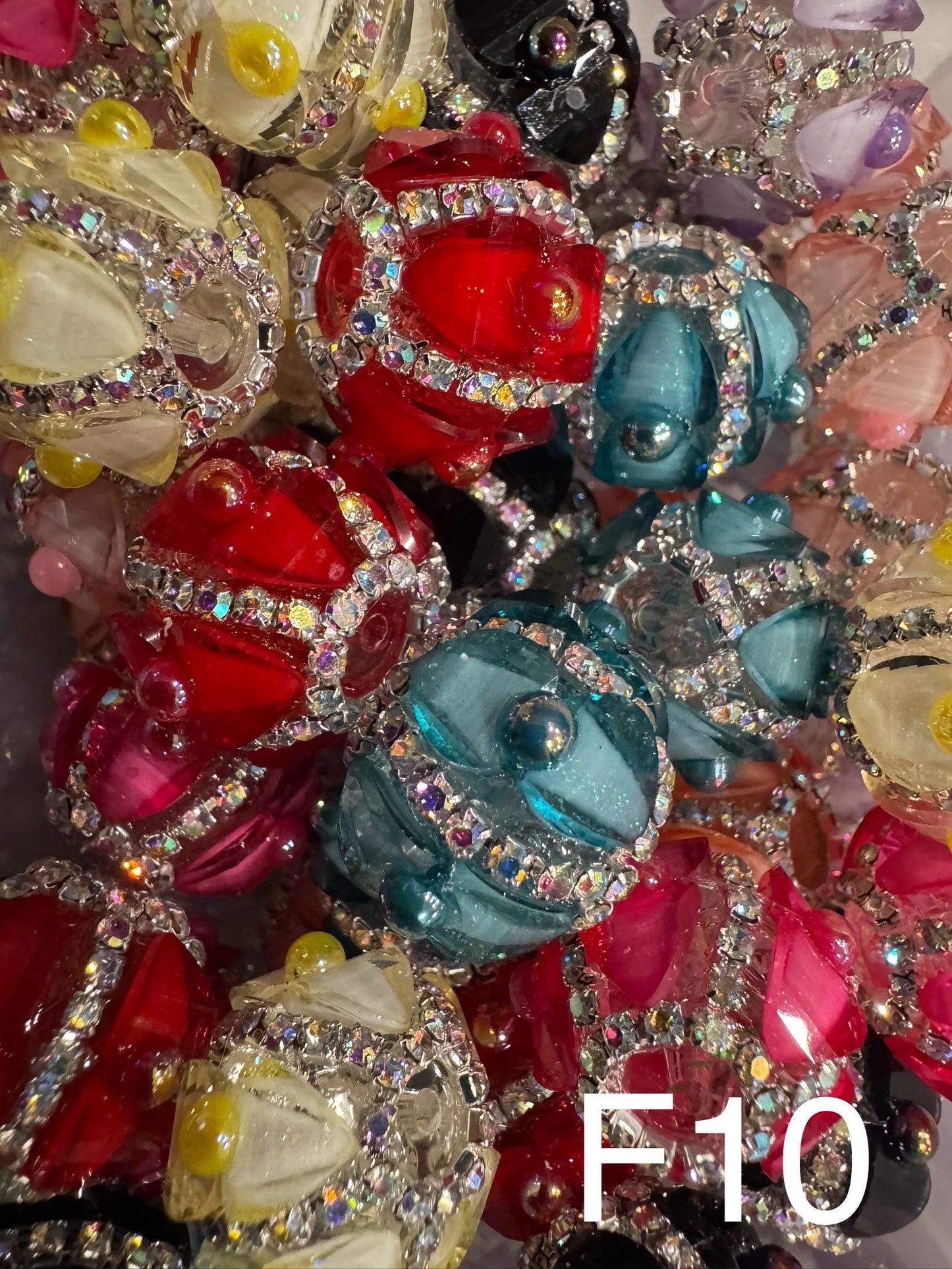 Handmade Fancy Rhinestone Acrylic Beads for Pens & Keychains - Assorted Styles 3pc Random Mix