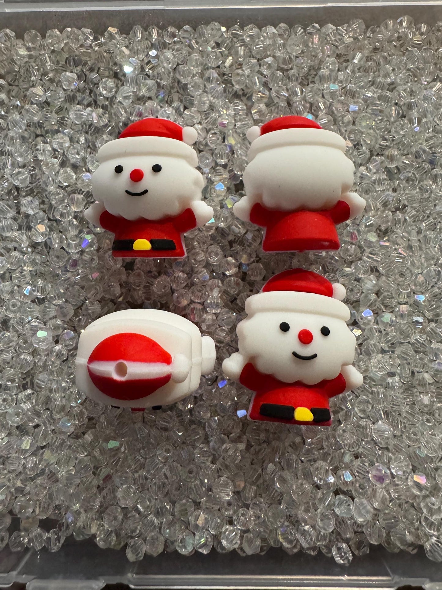 3D Christmas Santa Silicone Beads- For pens, Keychains and beadable items- 2PK