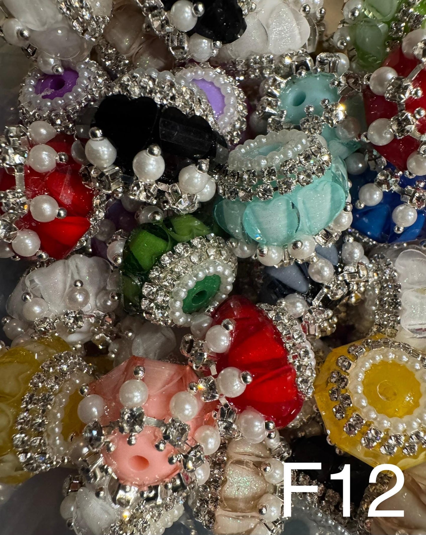 Handmade Fancy Rhinestone Acrylic Beads for Pens & Keychains - Assorted Styles 3pc Random Mix