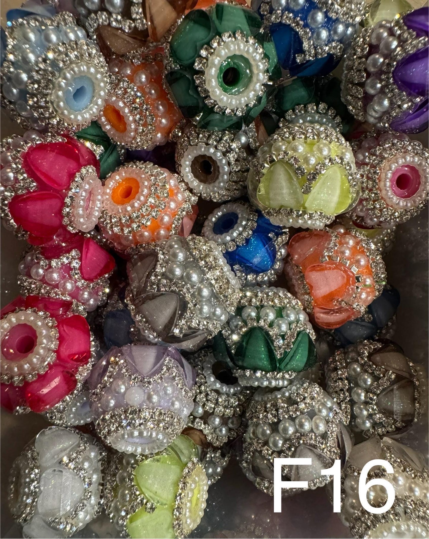 Handmade Fancy Rhinestone Acrylic Beads for Pens & Keychains - Assorted Styles 3pc Random Mix