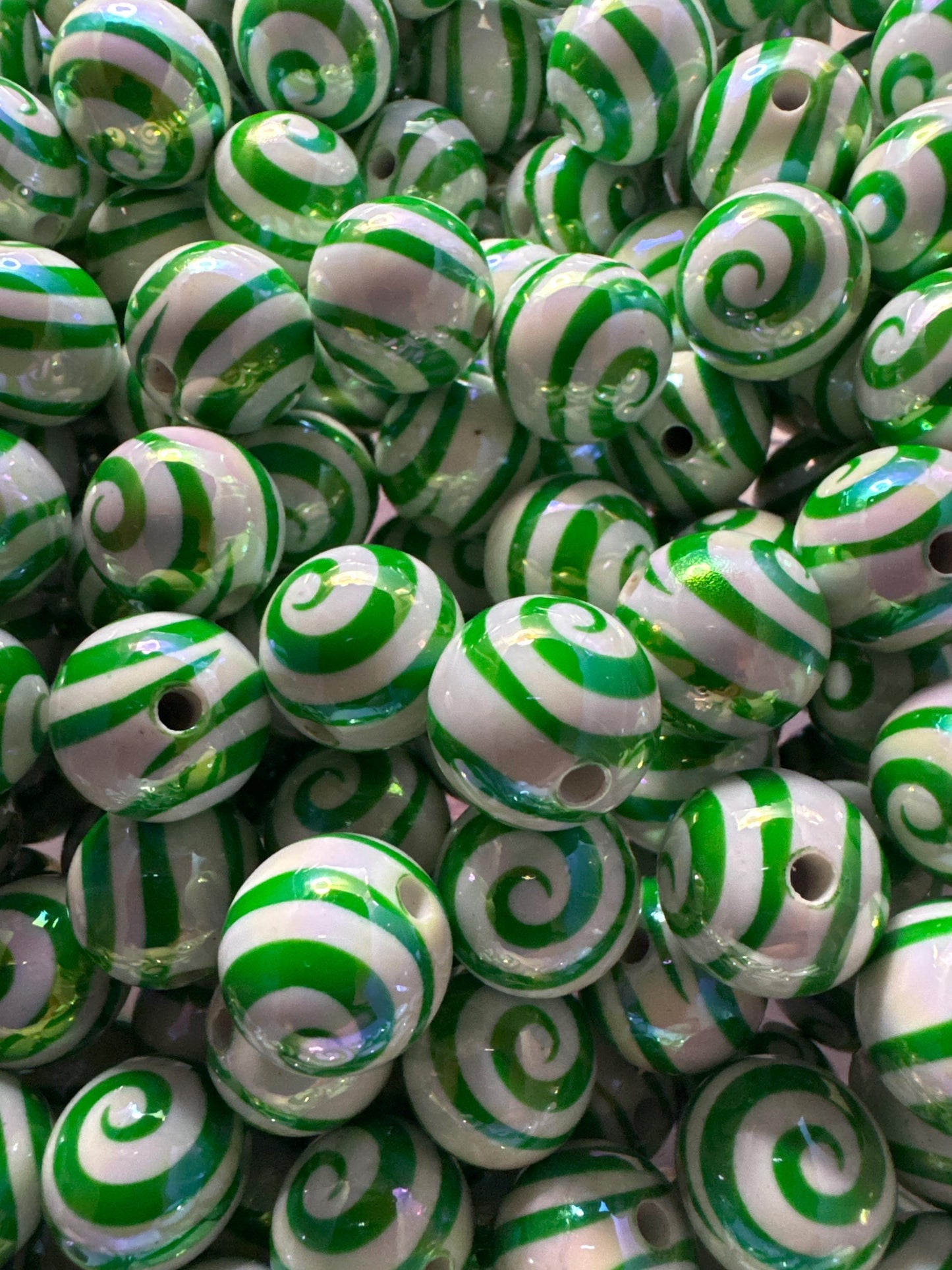 16MM UV Christmas Swirls Acrylic Beads-For pens and beadable items- 15beads pack