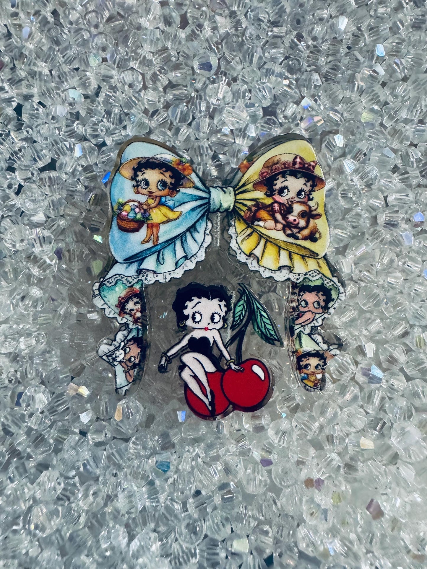 2Pc Theme Set Acrylic Bow plus character bead Focal-Fits DIY pens- Mexican Chavo bead| Strawberry| Poke