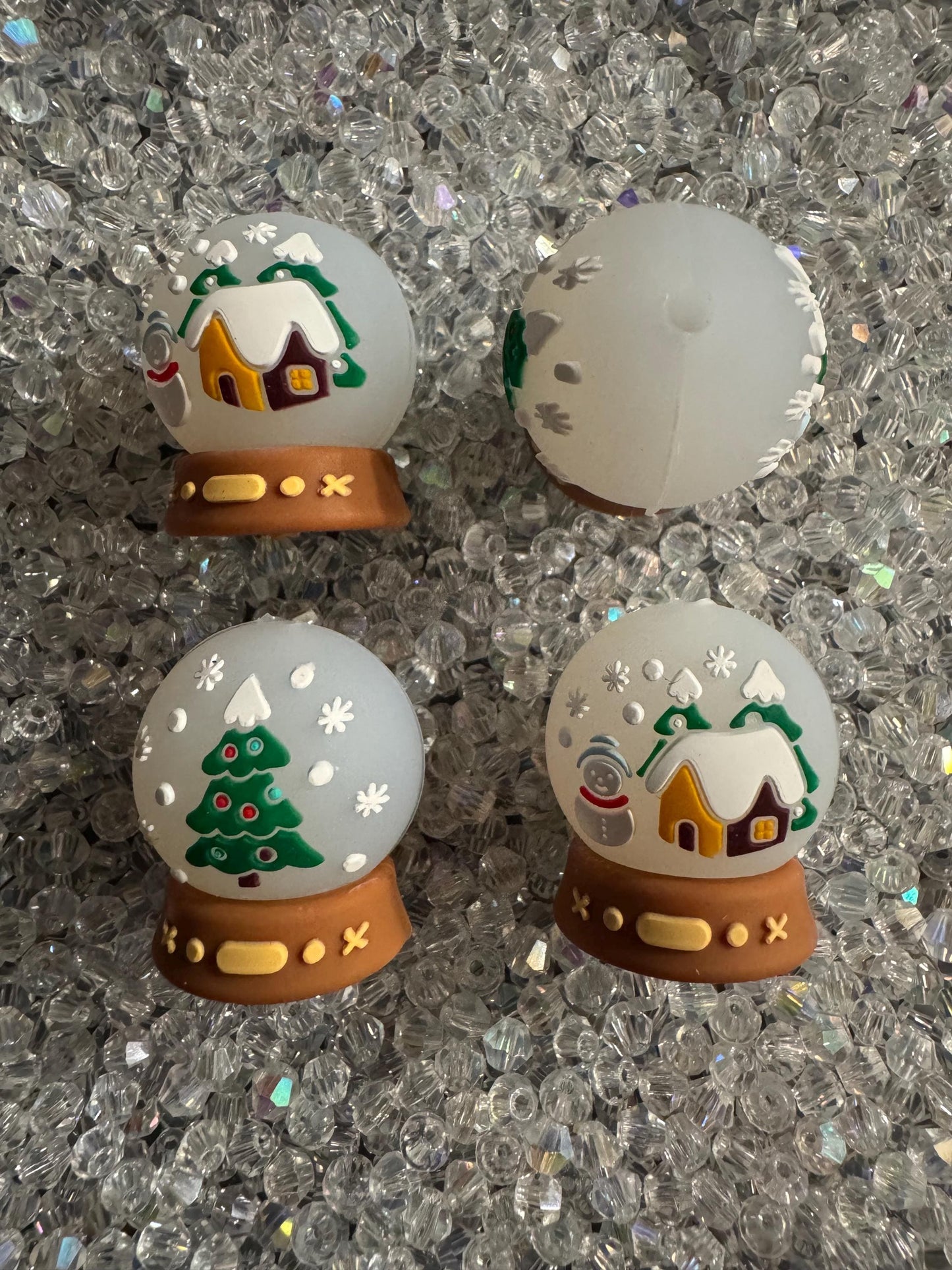 3D Christmas Snow Globe Silicone Beads- For pens, Keychains and beadable items- 2PK