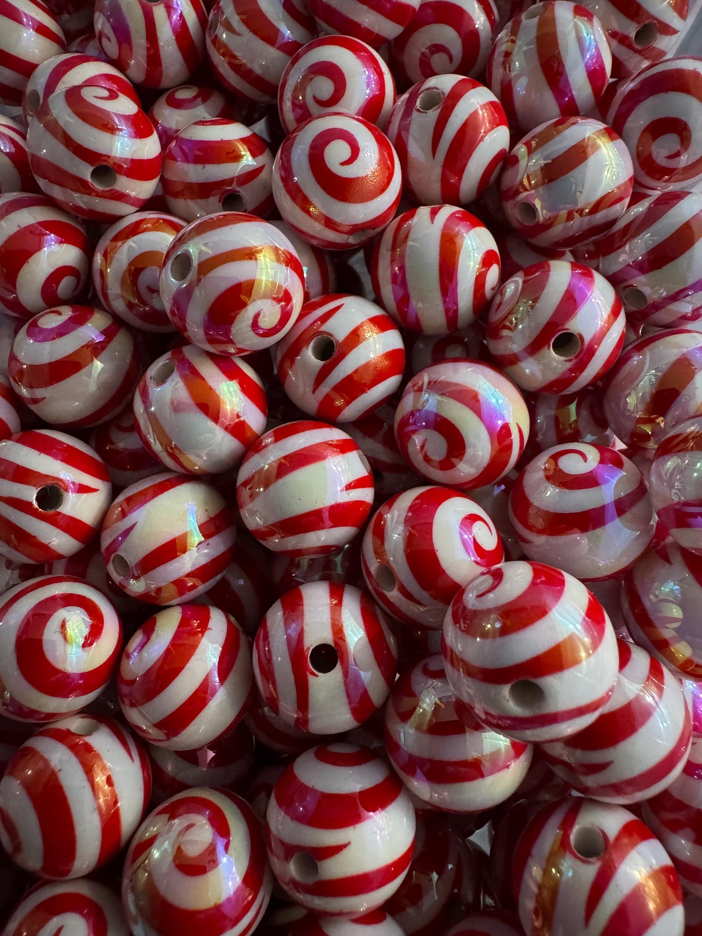 16MM UV Christmas Swirls Acrylic Beads-For pens and beadable items- 15beads pack