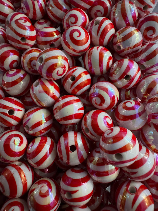 16MM UV Christmas Swirls Acrylic Beads-For pens and beadable items- 15beads pack