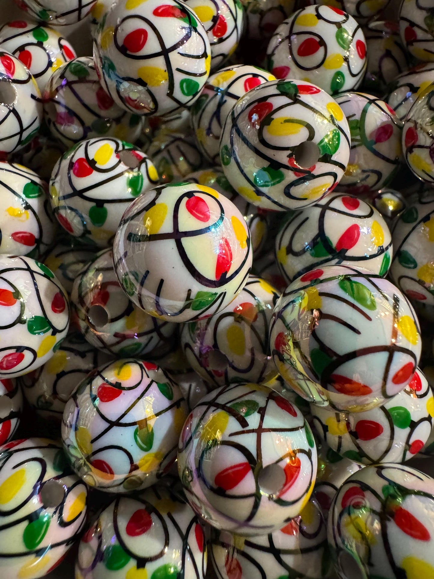 16MM Christmas lights Acrylic Beads-For pens and beadable items- 15beads pack