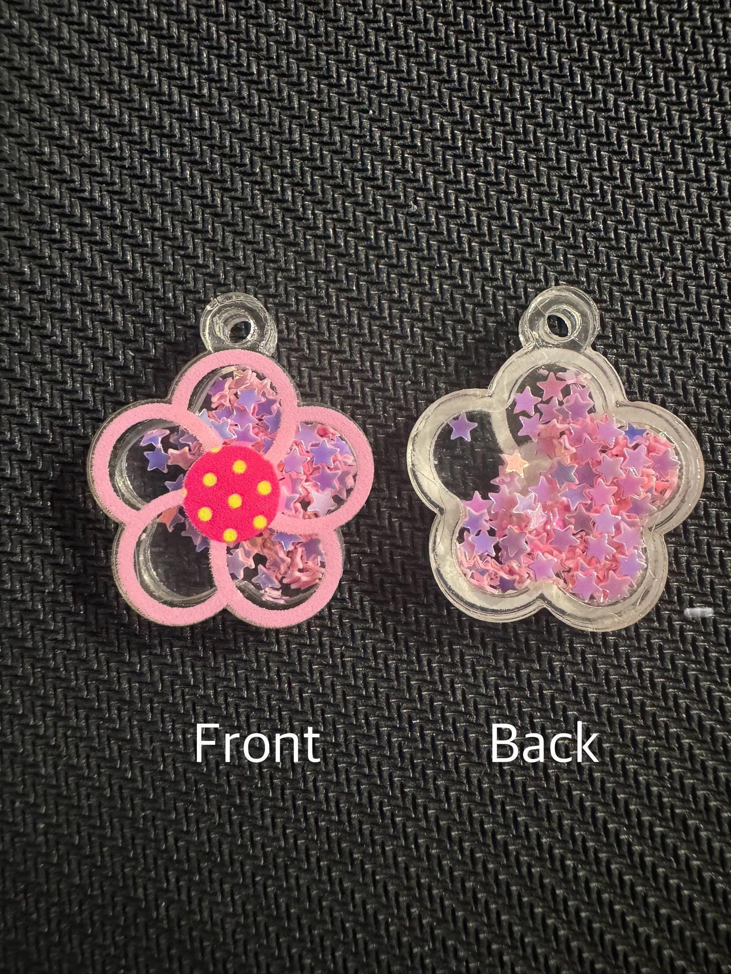 Cute Mini Flower Shaker Charm Pendant, DIY for Keychains, kawaii acrylic shakers, 4pc set