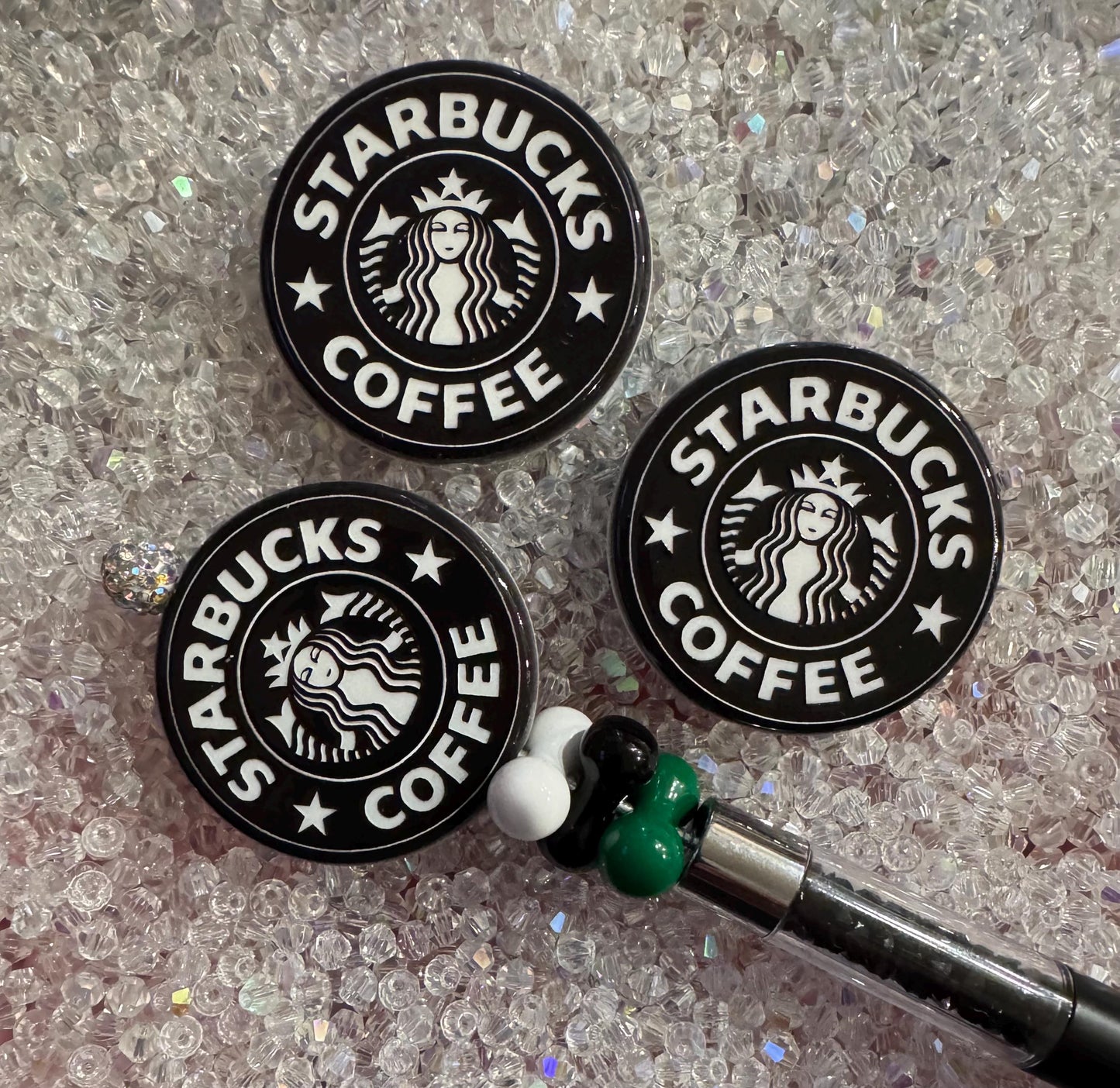 Cute Starbies Coffee Acrylic Beads- For Beaded pens, chunky keychains, phone charm keychains and more! -2pc pack