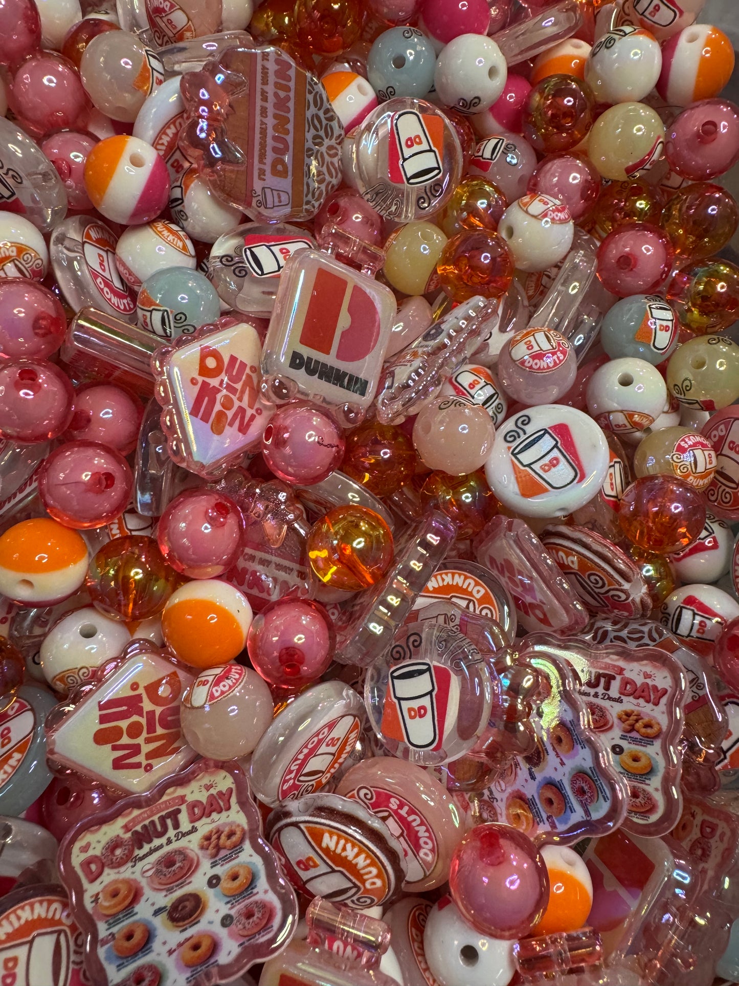 0.Coffee Custom Bead Mix, Dunkin , DIY for Chunky Keychains, Phone and Bag chains!