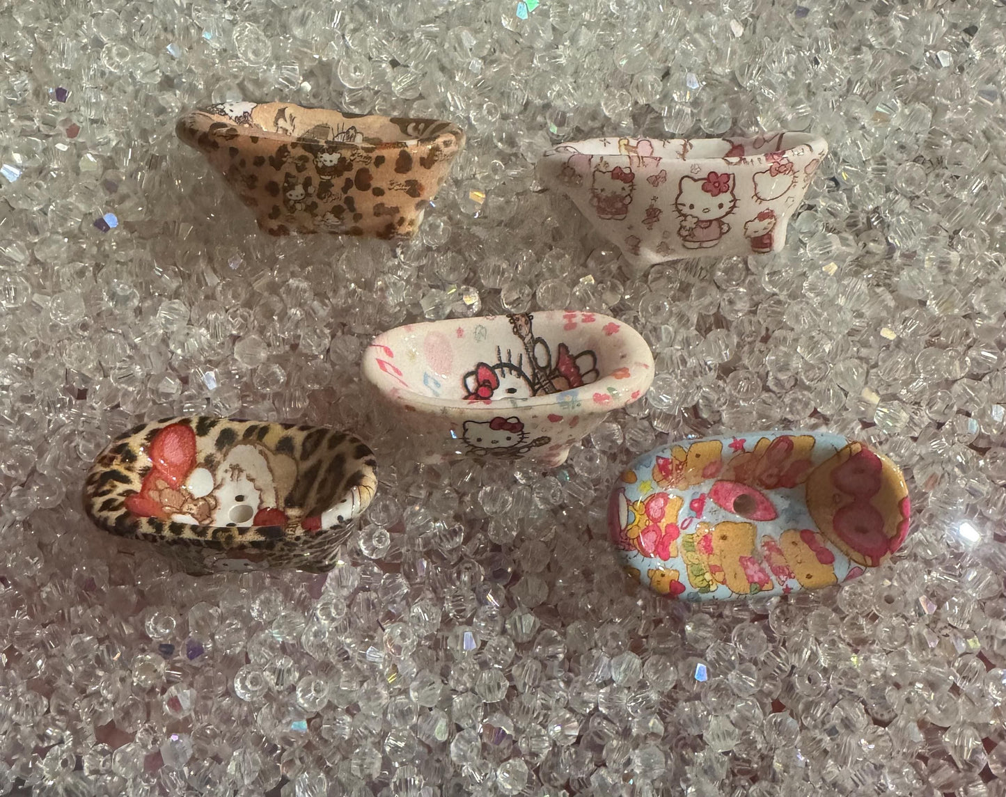 Cute Kitty Bath Tubs Beads -For pens and beadable items- 5Pc Set