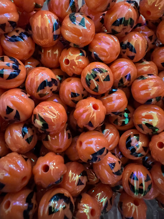 16MM UV Acrylic Halloween Face Beads -15pc bead pack