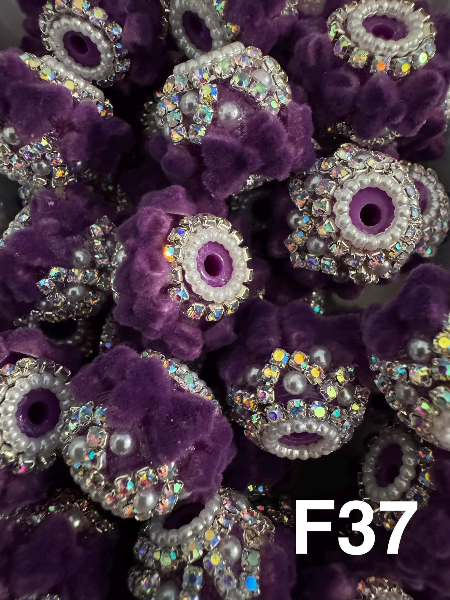 Handmade Fancy Rhinestone Acrylic Beads for Pens & Keychains - Assorted Styles 3pc Random Mix
