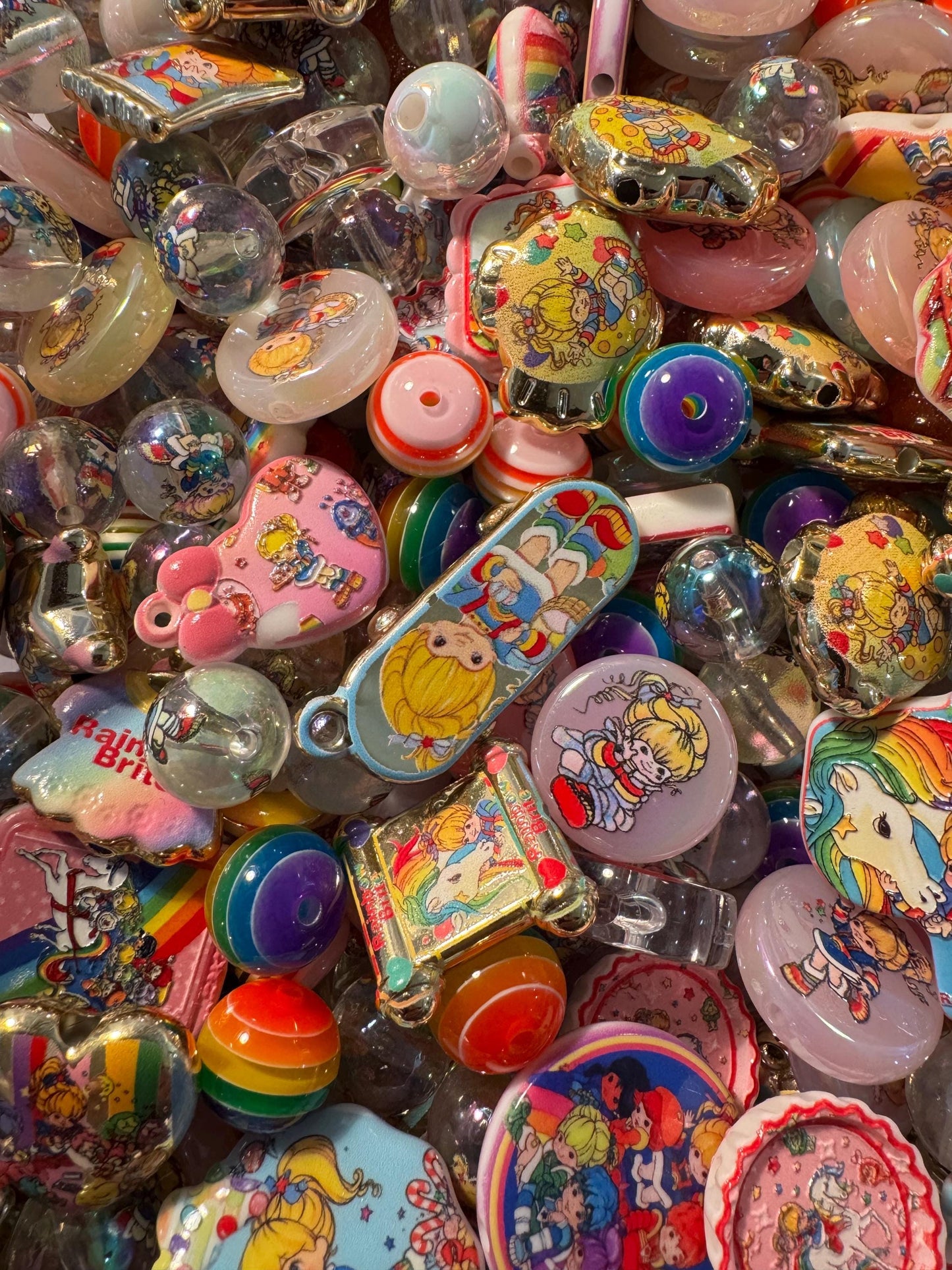 01- Custom Theme Characters Mixes - Acrylic Bead Mix ,DIY for Chunky Keychains, Phone and Bag chains!- Rainbow, Monchi, Moon, printed beads.