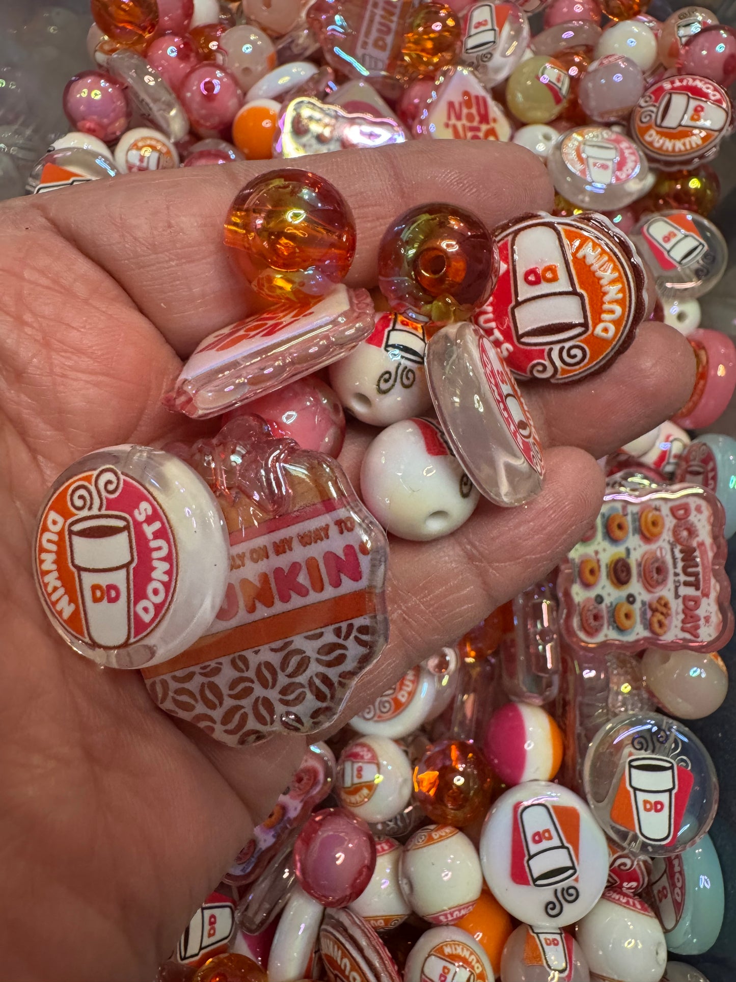0.Coffee Custom Bead Mix, Dunkin , DIY for Chunky Keychains, Phone and Bag chains!