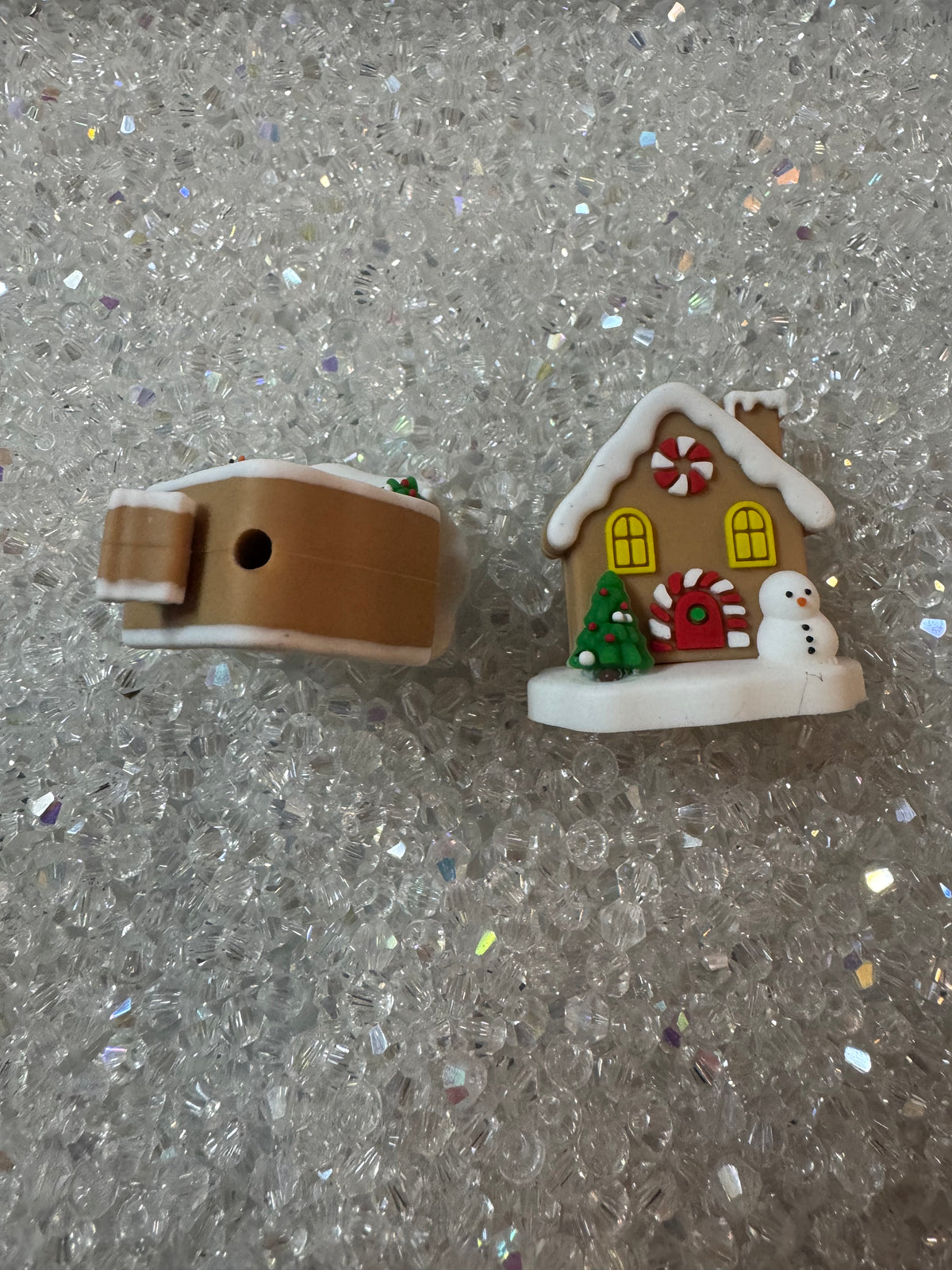 3D Christmas Gingerbread House Silicone Beads- For DIY pens, Keychains and beadable items- 2PK